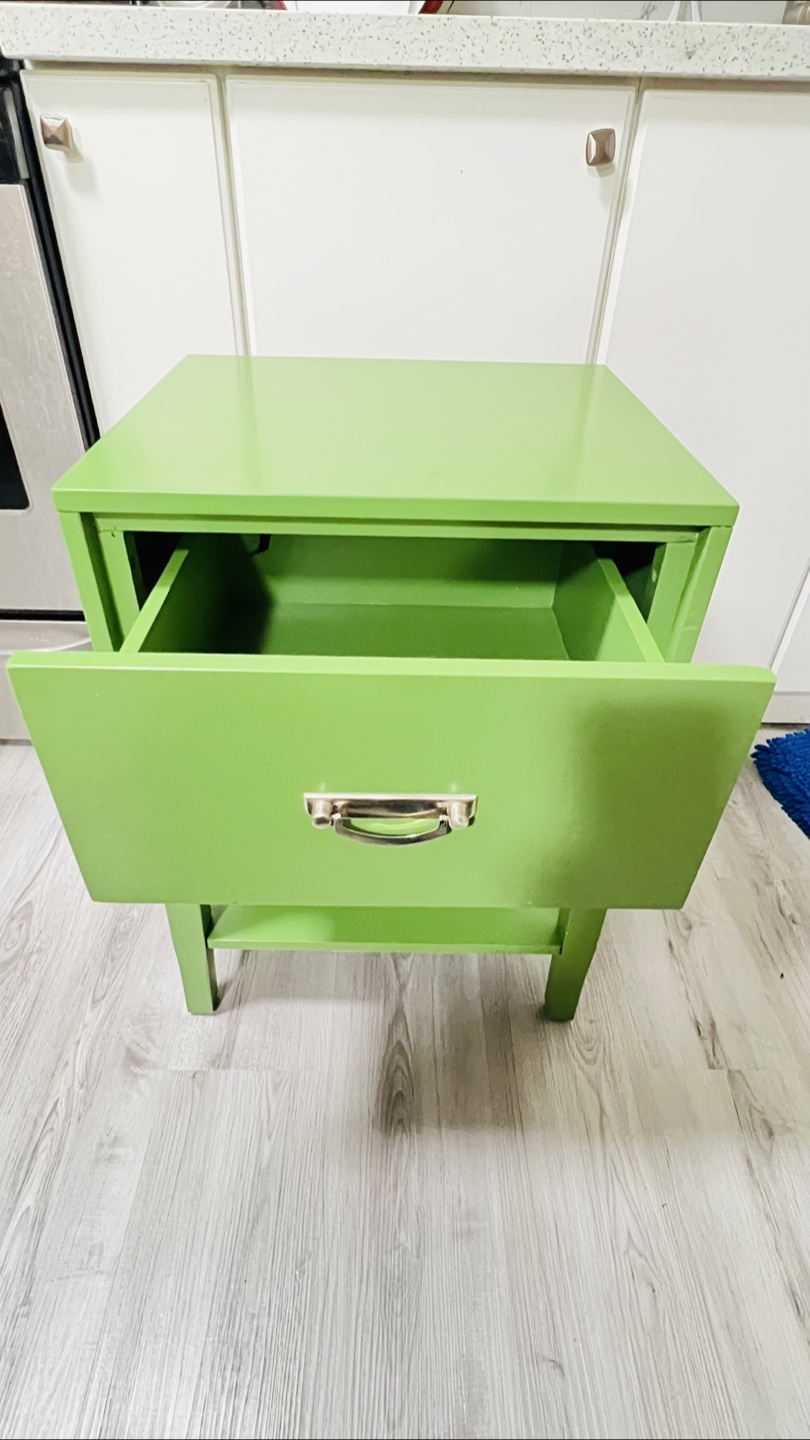 Cute Green Nightstand with Drawer and Shelf - photo 3