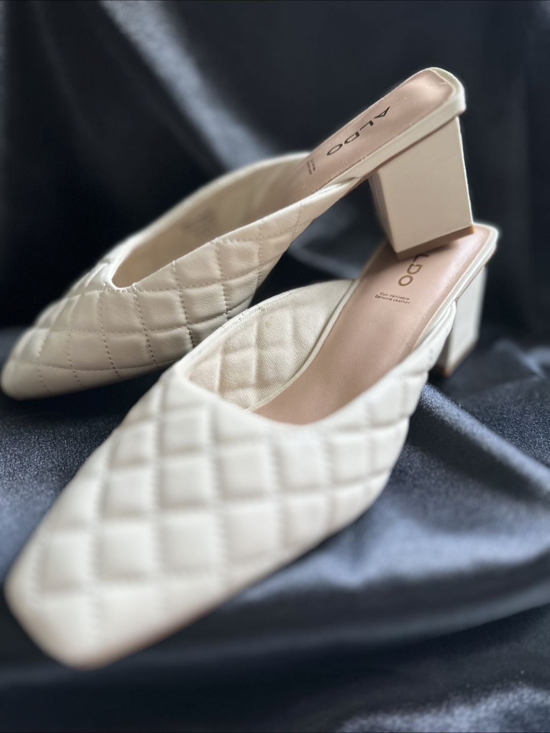 ALDO Women's White Quilted Mules