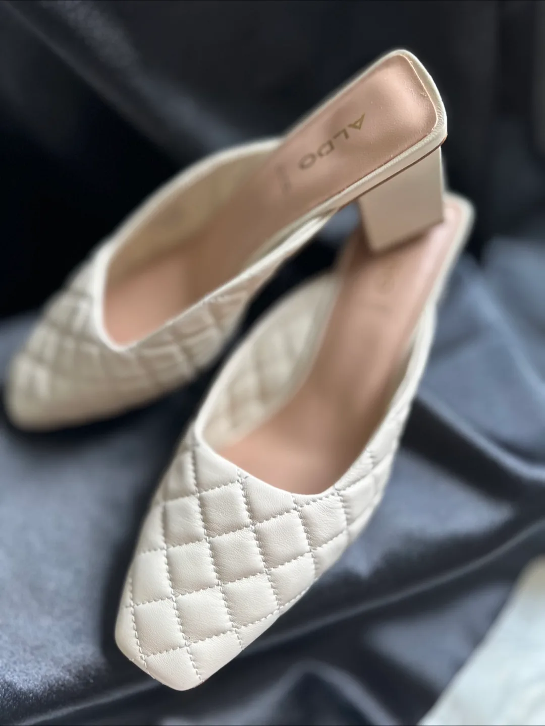 ALDO Women's White Quilted Mules image indicator(6)