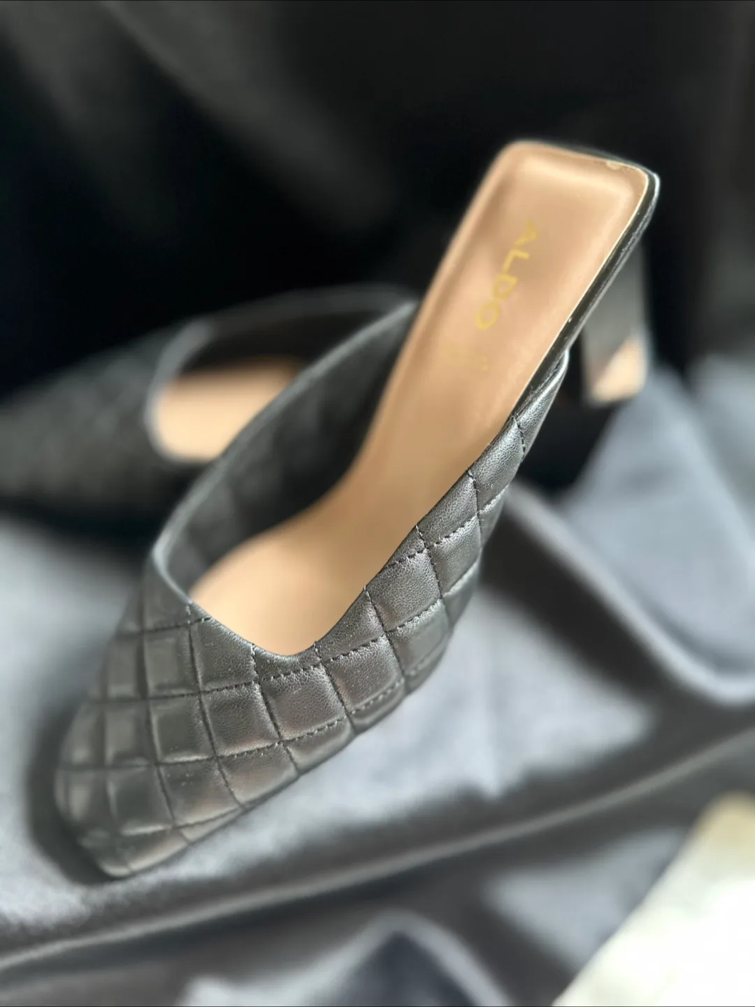 ALDO Black Quilted Mules image indicator(6)