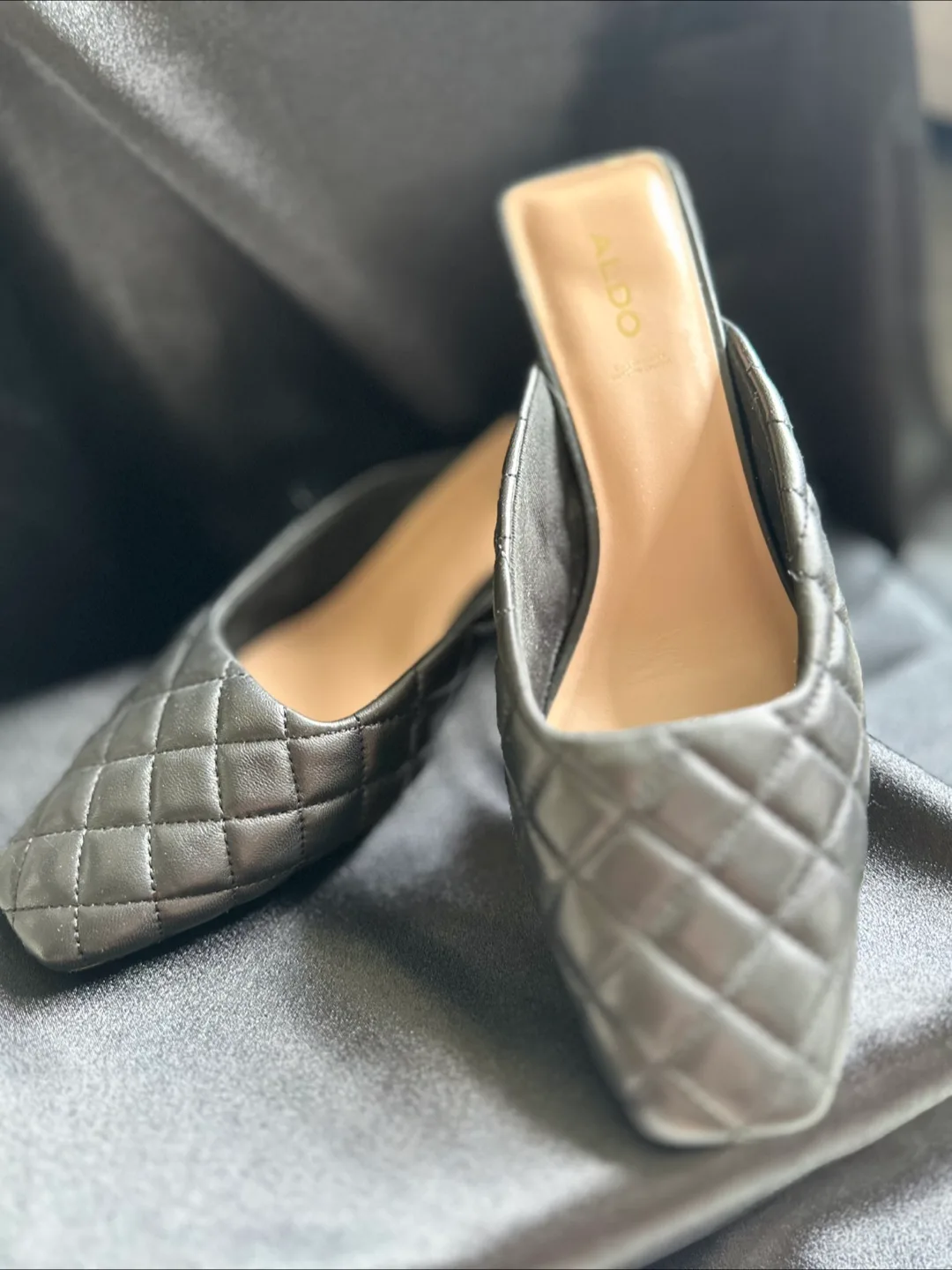 ALDO Black Quilted Mules image indicator(7)