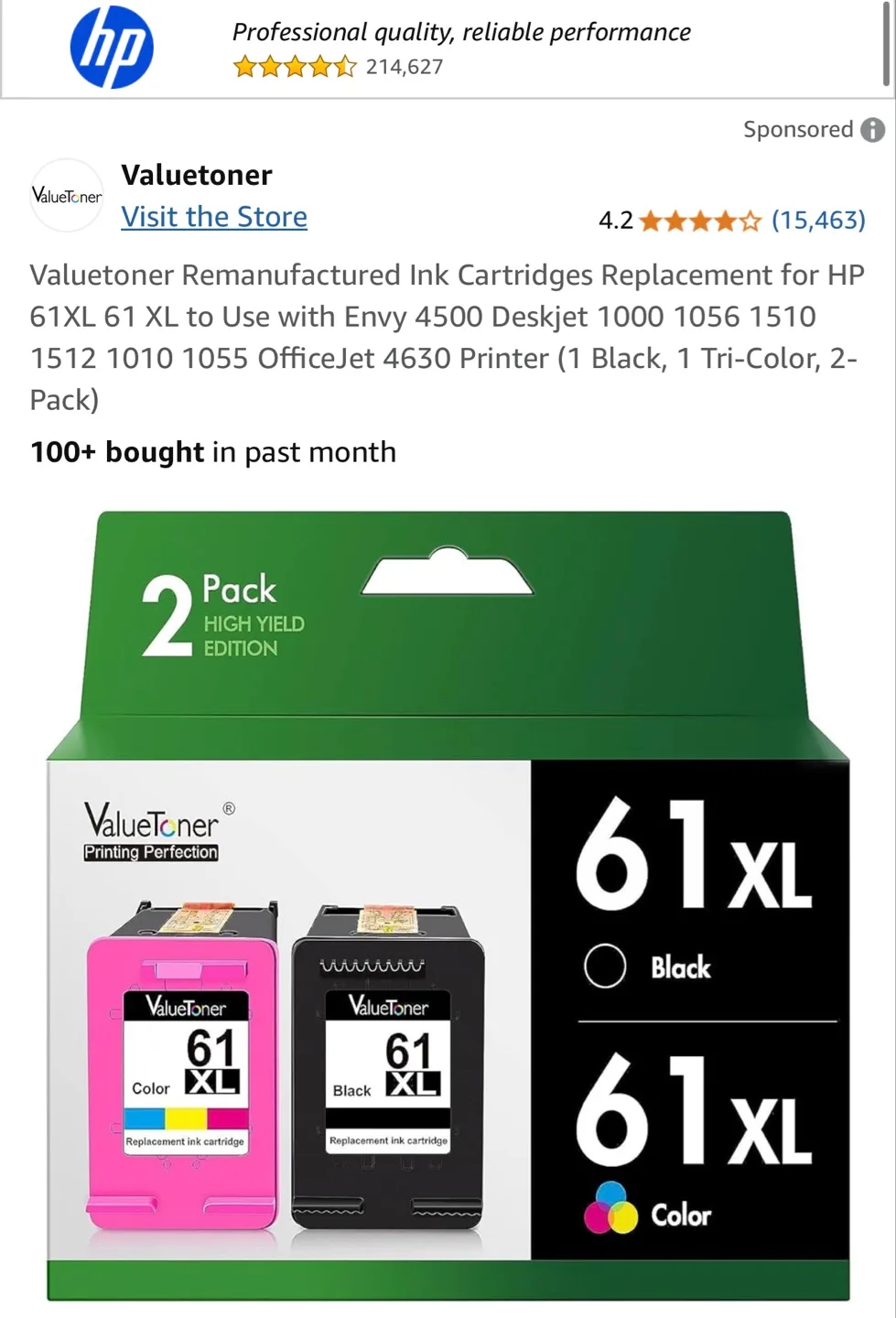 HP 61XL & 61XL High Yield Remanufactured Ink Cartridges 2-Pack thumbnail
