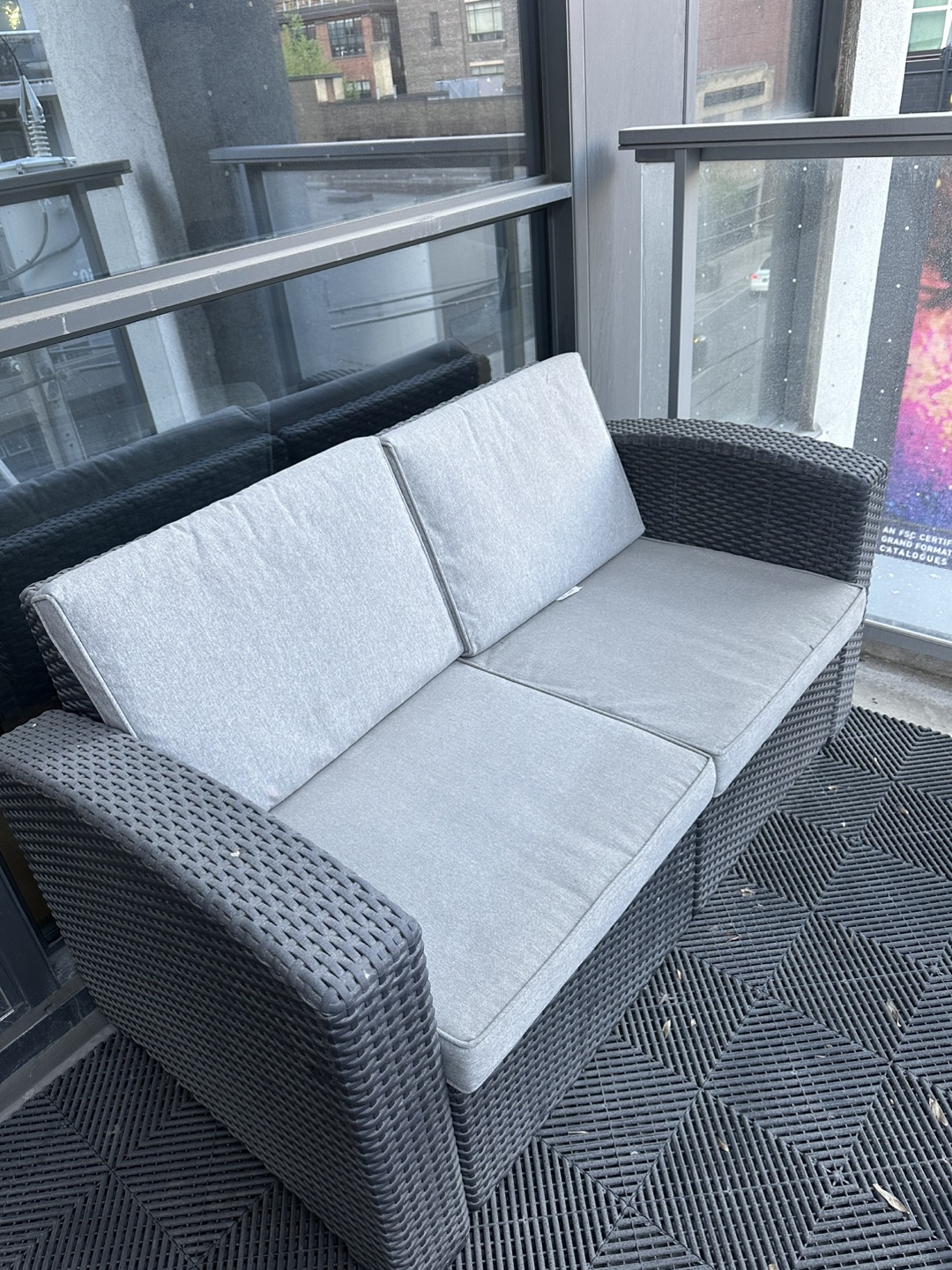 Outdoor Patio Wicker Loveseat with Cushions