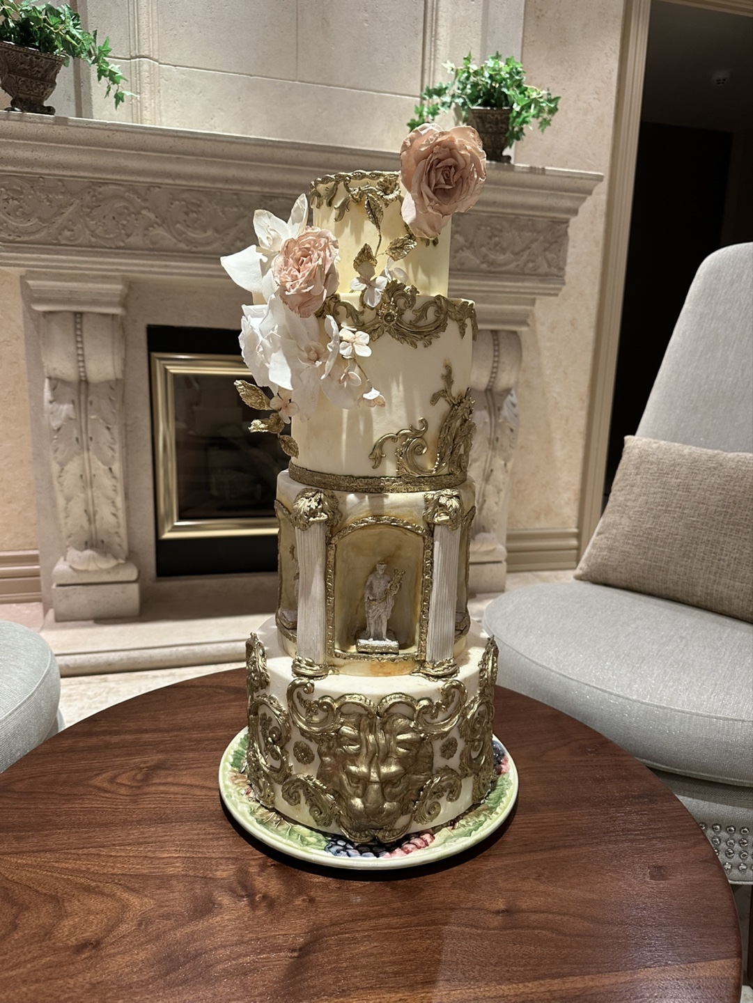 Versace Mansion Four-Tier Wedding Cake Topper