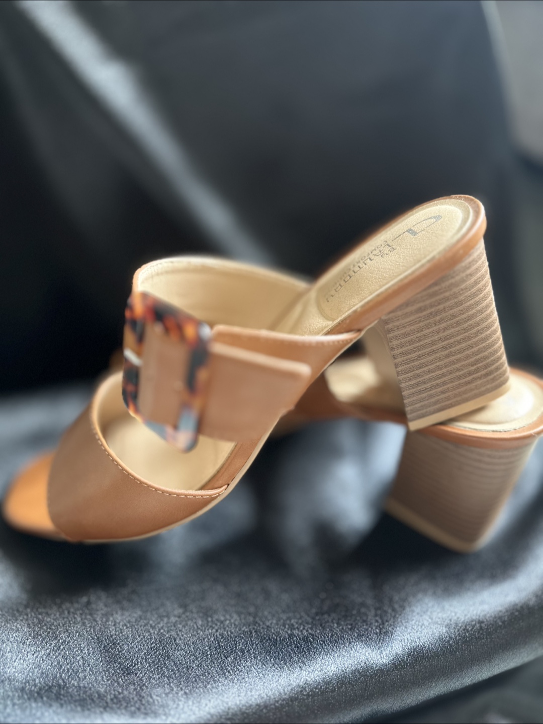 Brown Leather Double Buckle Block Heel Sandals - photo 4