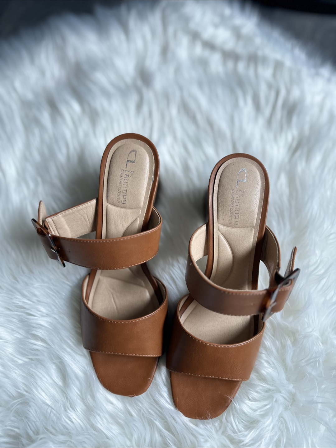 Brown Leather Double Buckle Block Heel Sandals - photo 3
