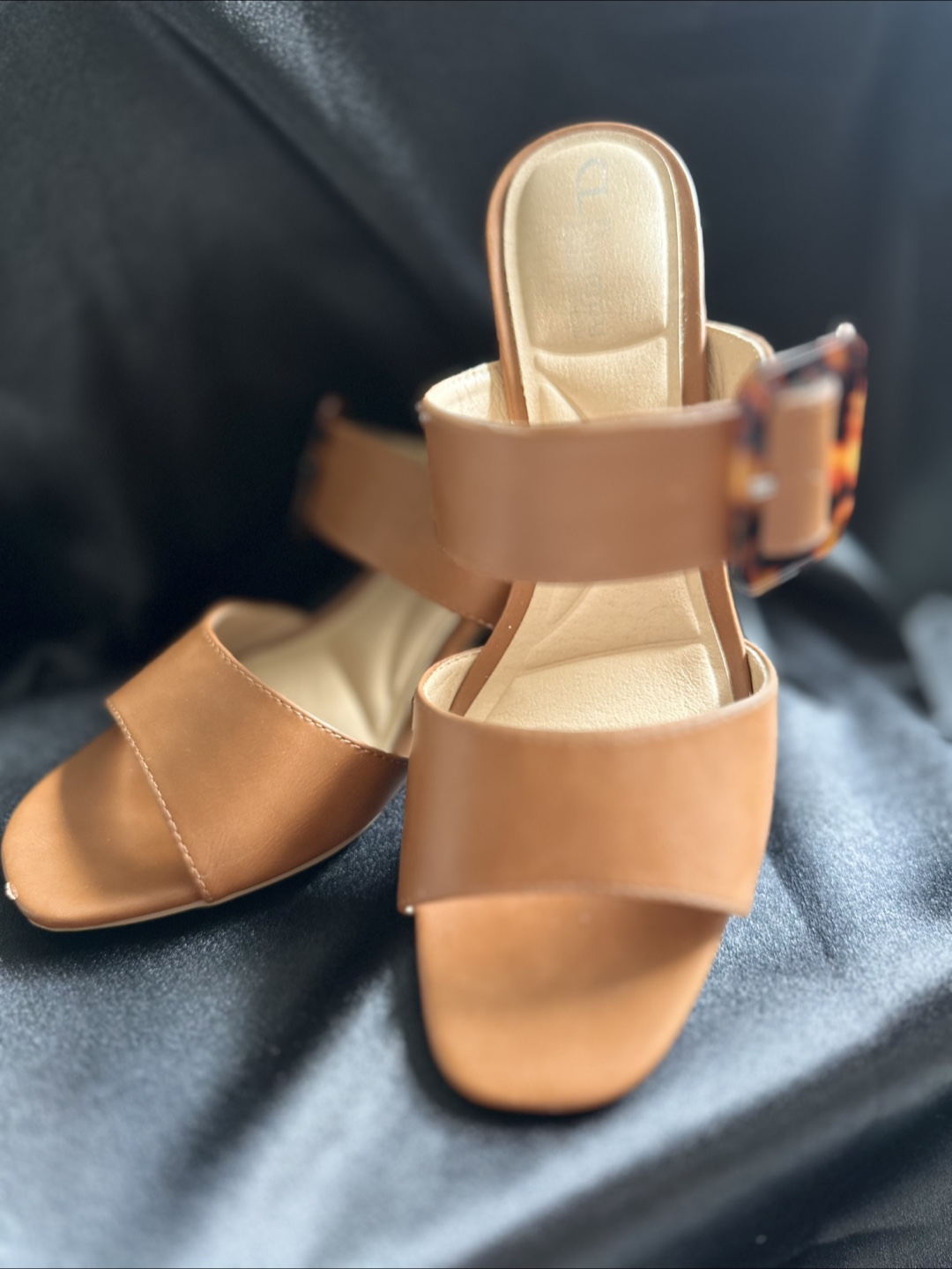 Brown Leather Double Buckle Block Heel Sandals - photo 5