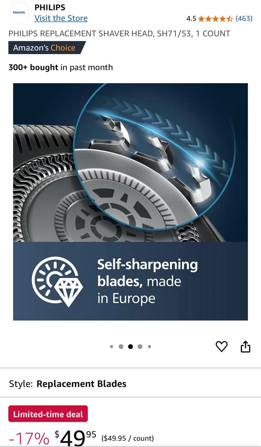 Philips Shaver Replacement Heads SH71/53 image indicator(3)