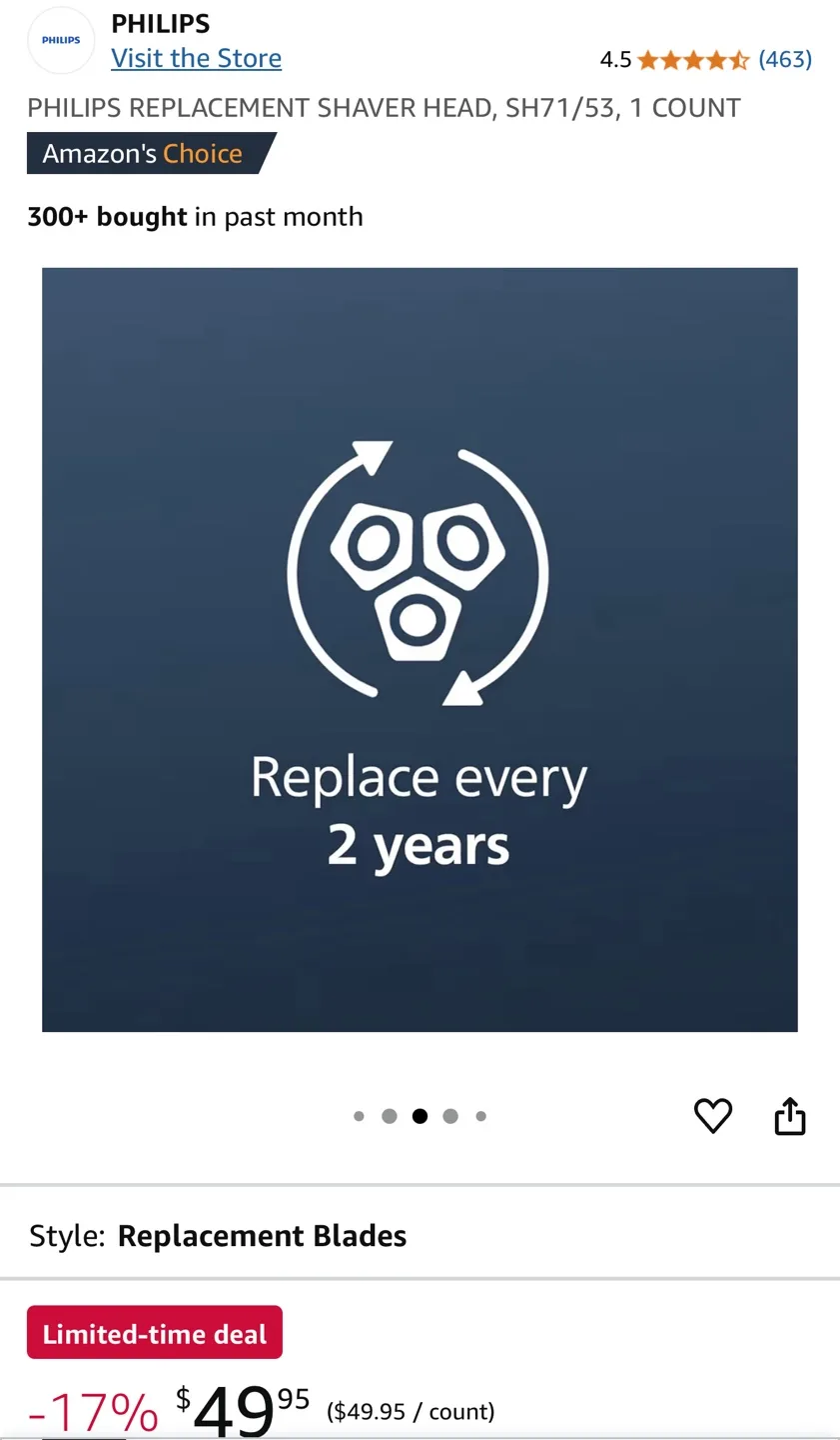 Philips Shaver Replacement Heads SH71/53 image indicator(5)