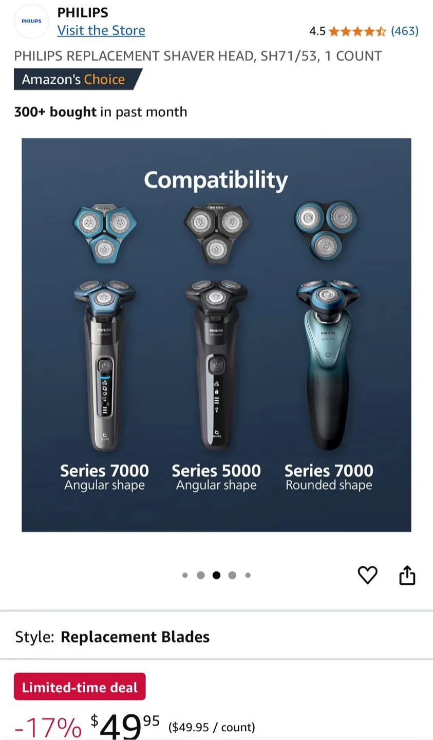 Philips Shaver Replacement Heads SH71/53 image indicator(4)