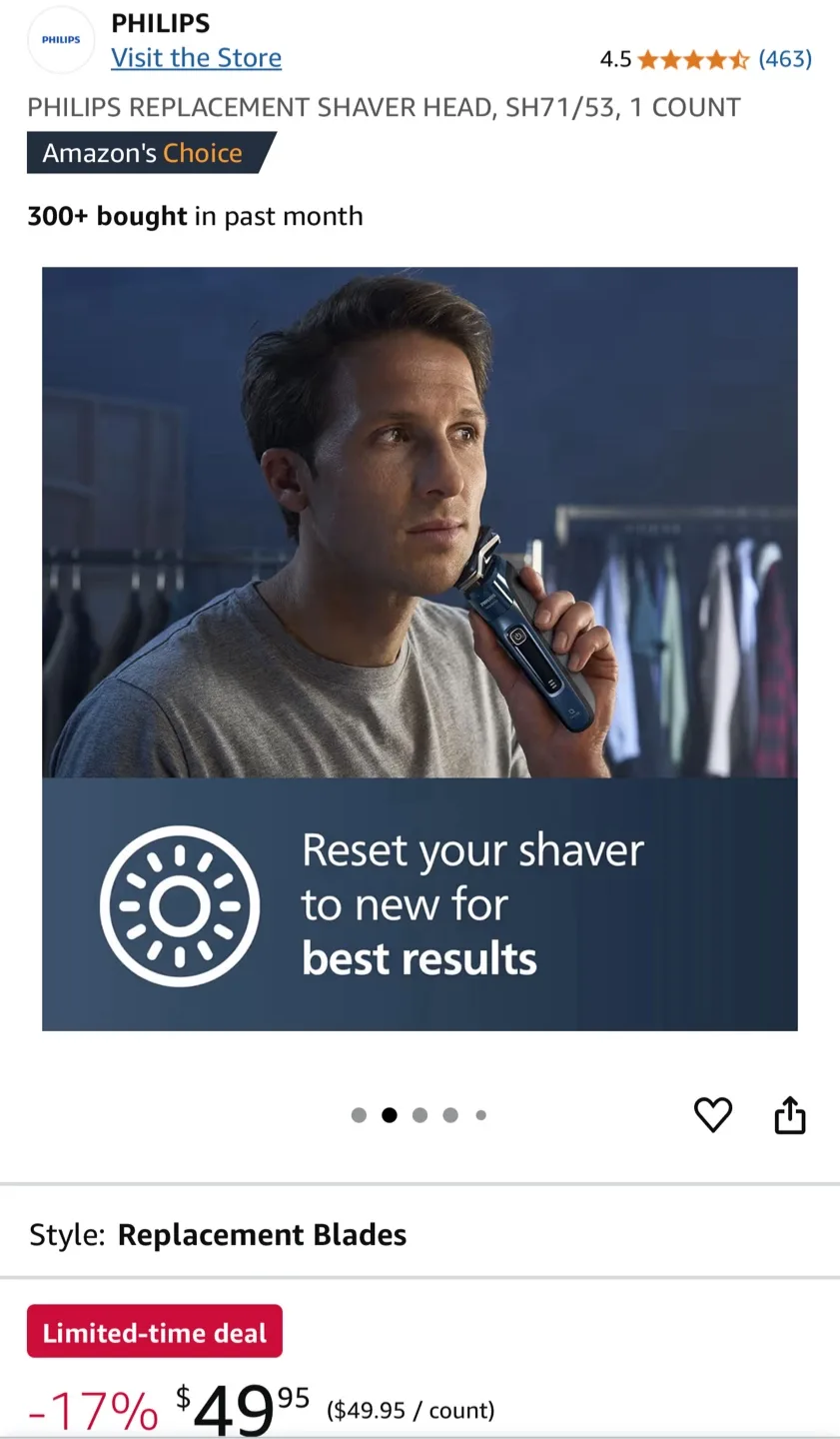 Philips Shaver Replacement Heads SH71/53 image indicator(2)