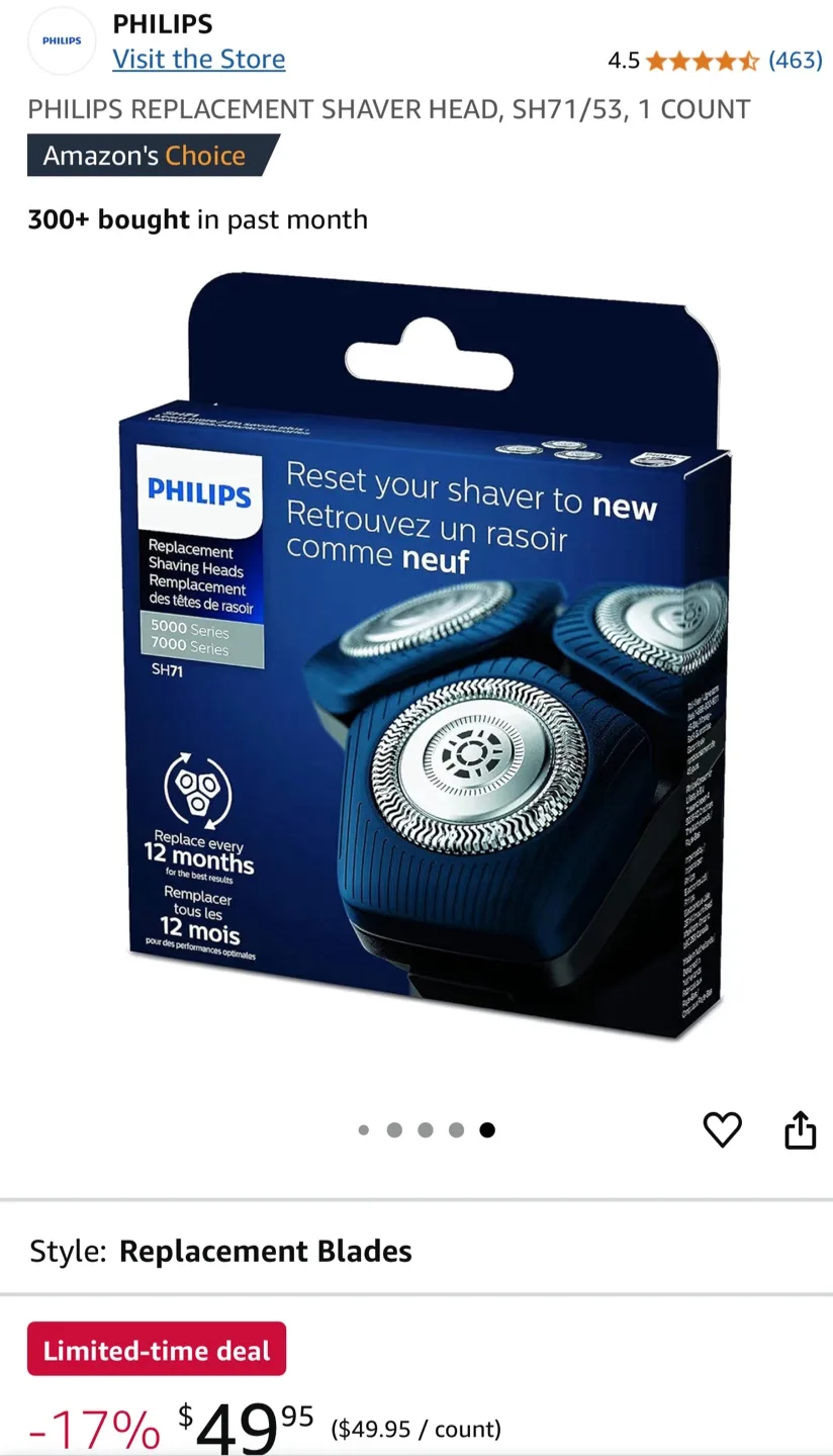Philips Shaver Replacement Heads SH71/53 image indicator(6)