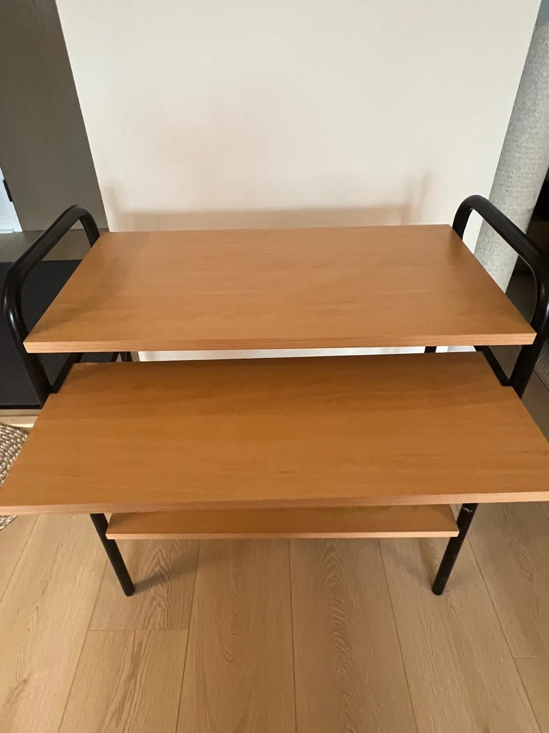 Two-Tier Wooden Serving Cart with Black Metal Frame image indicator(6)