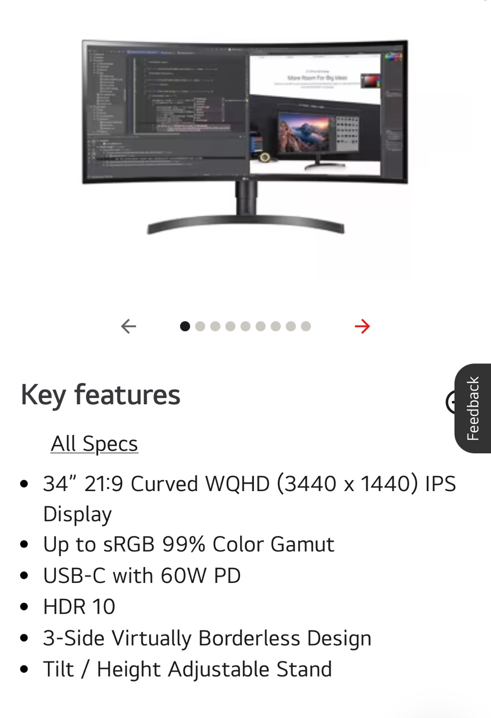 LG 34 inch Ultrawide Curved Monitor - photo 3