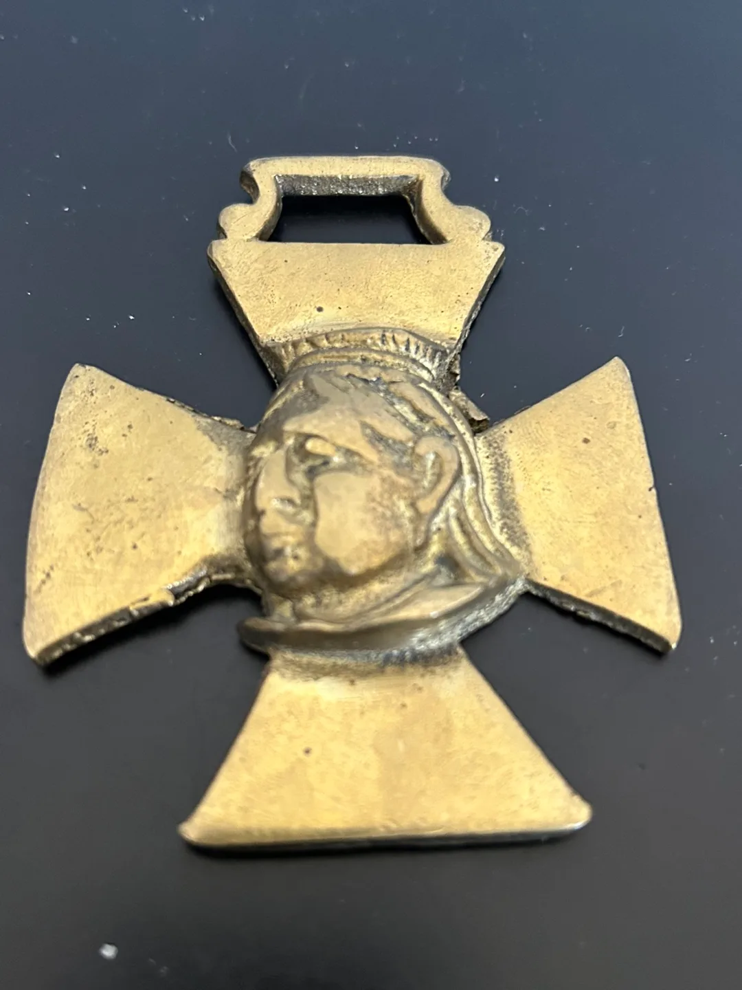 Antique Brass Cross Medal Maltese Queen Victoria 3,5” thumbnail
