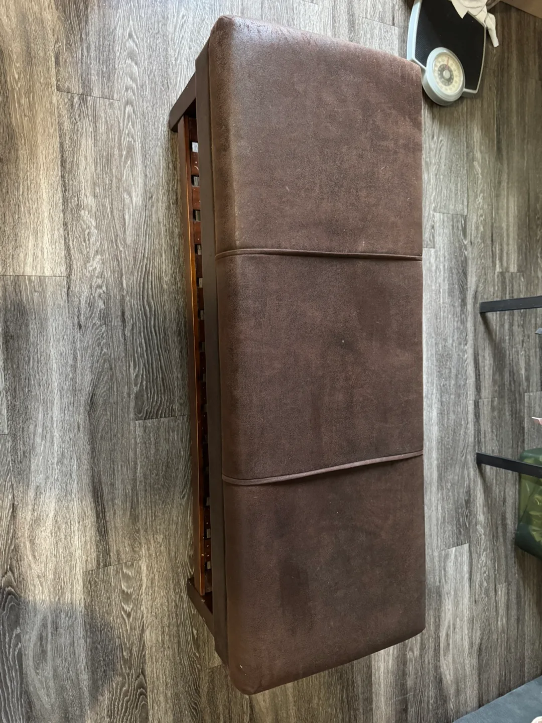 Brown Leather Storage Bench with Shoe Rack thumbnail
