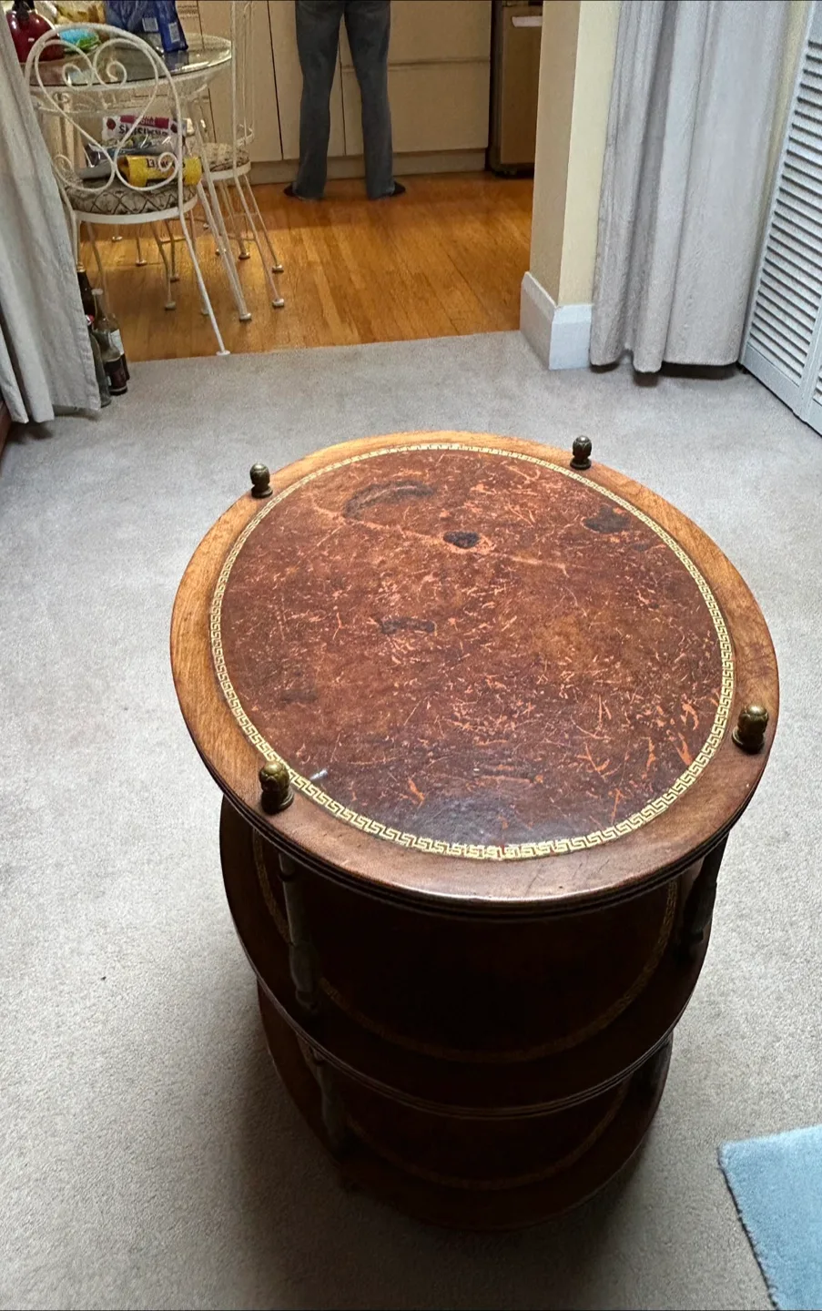 $300 Antique Etagere 3 level end table night stand bar image indicator(2)