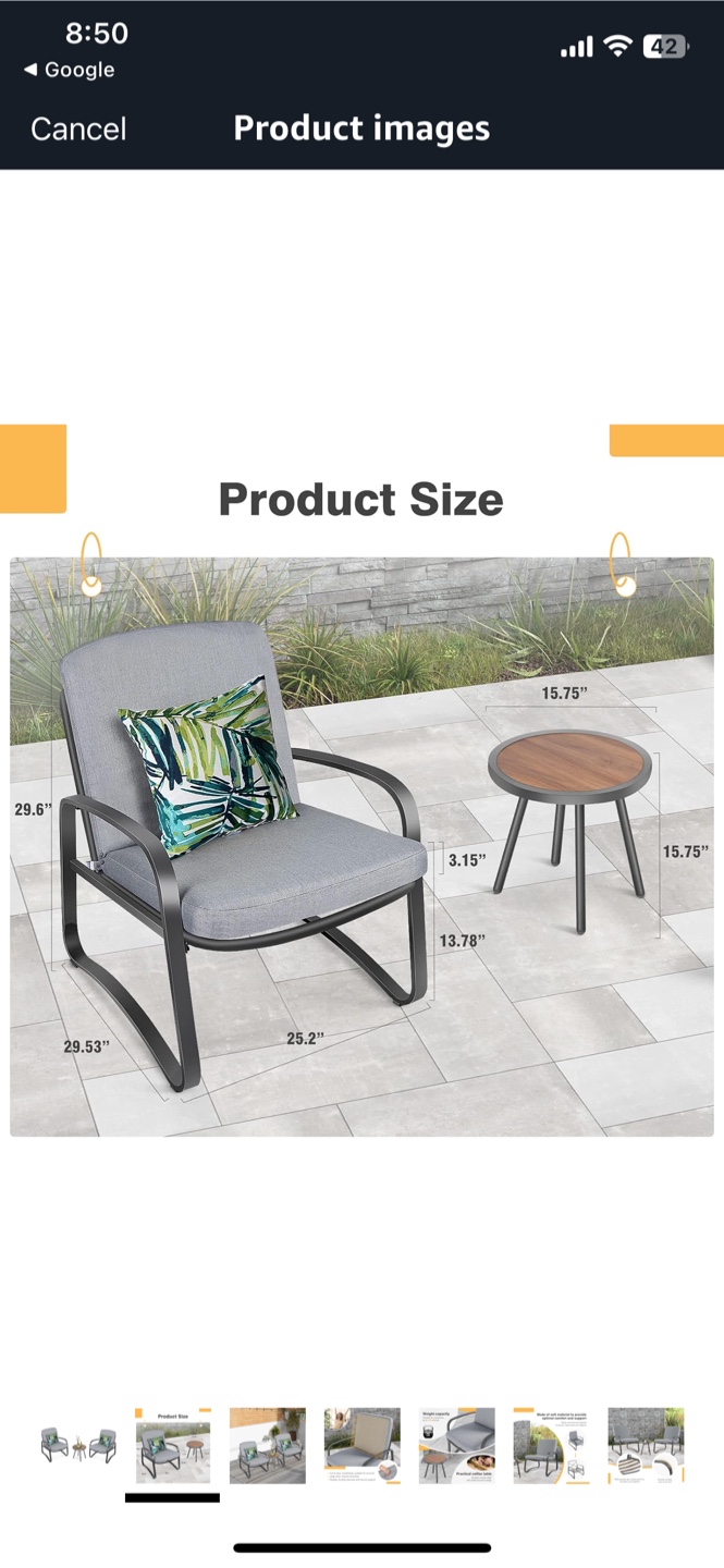 3-Piece Outdoor Patio Furniture Set - 2 Chairs and Side Table - photo 5