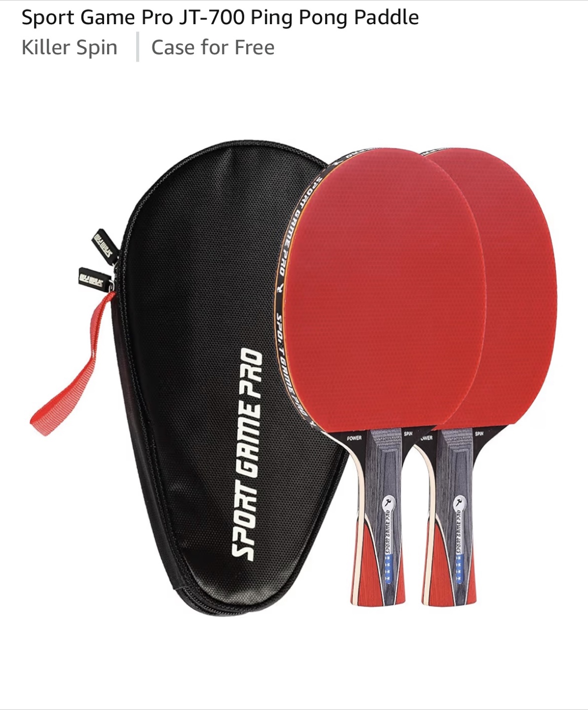 Sport Game Pro JT-700 Ping Pong Paddle Set with Case - photo 4