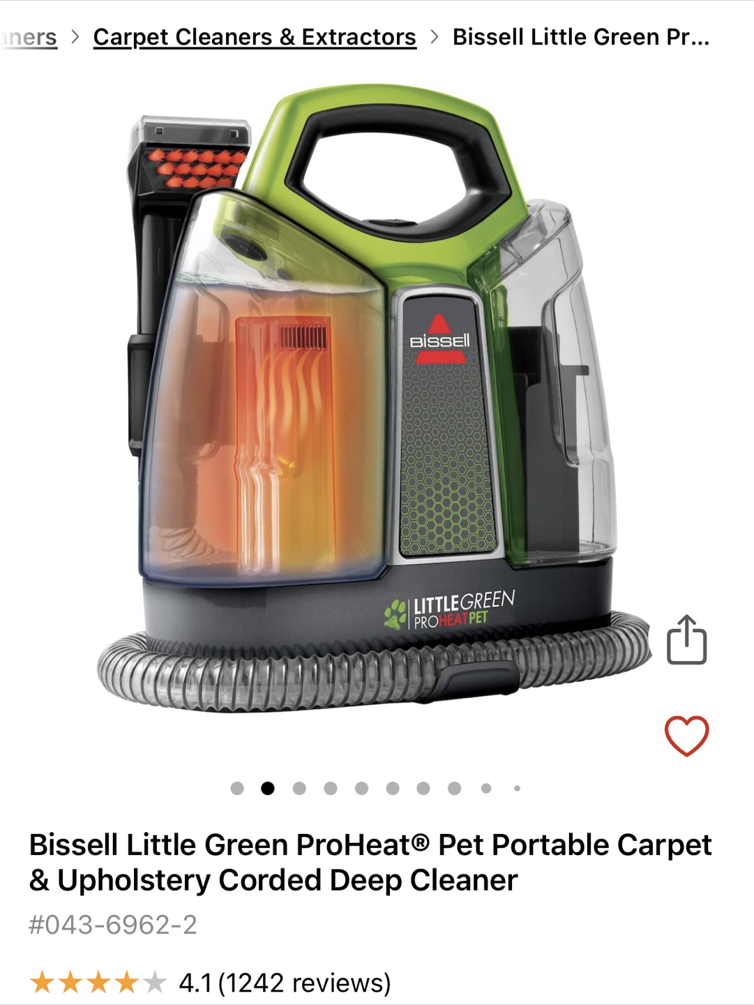 Bissell Little Green ProHeat Pet, Carpet,Upholstery Deep Cleaner