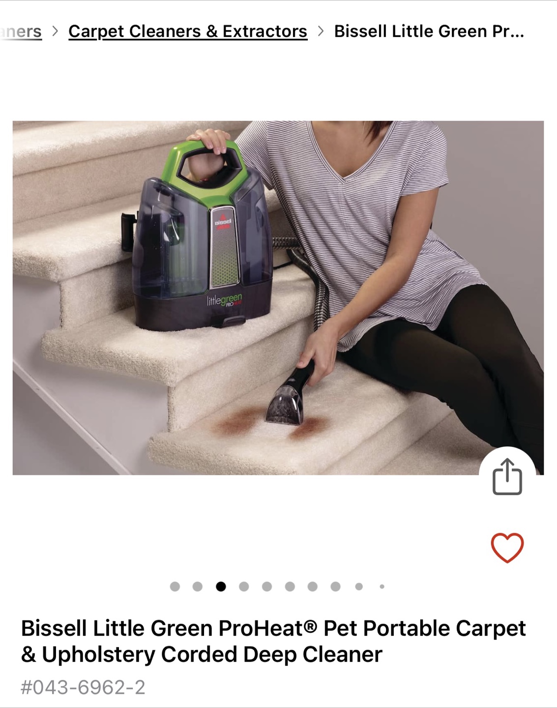 Bissell Little Green ProHeat Pet, Carpet,Upholstery Deep Cleaner - photo 2