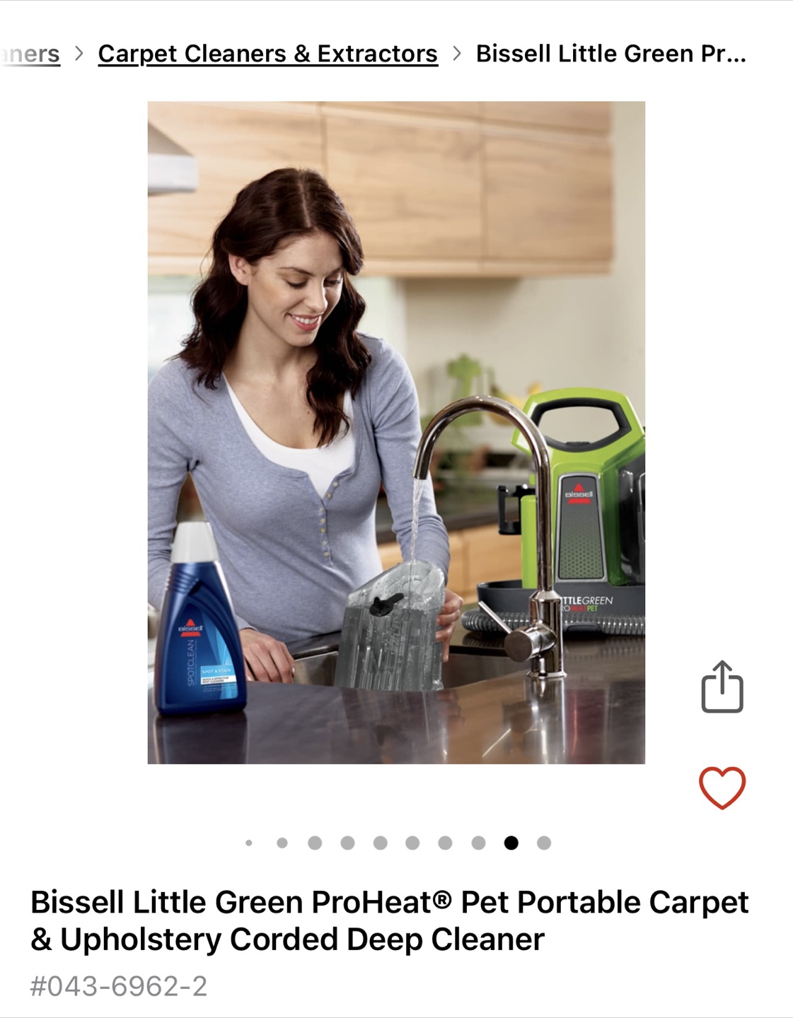 Bissell Little Green ProHeat Pet, Carpet,Upholstery Deep Cleaner - photo 5