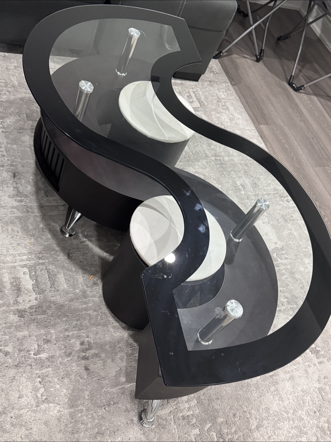 Modern S-Shaped Coffee Table with Glass Top #Freecycle