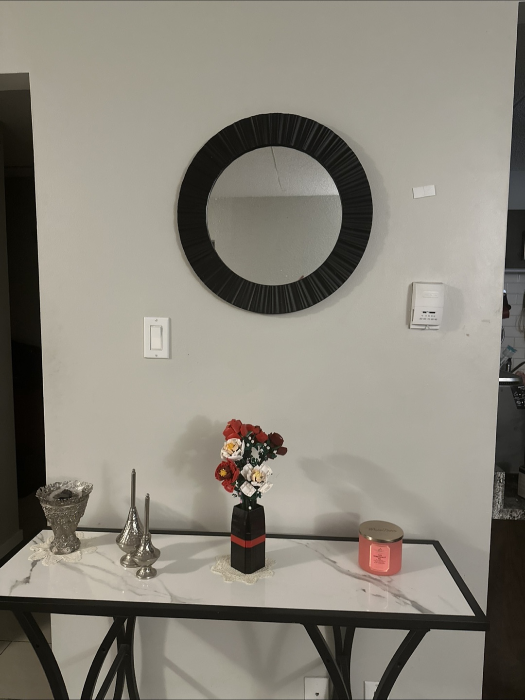 Marble Top Console Table with Black Metal Frame - photo 2