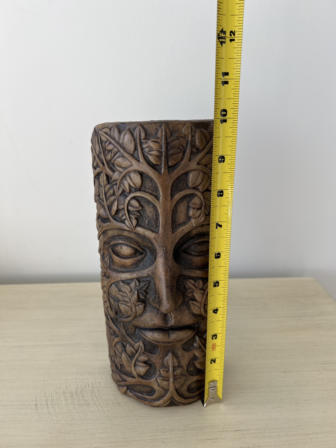 Green Man Carved Stone Figurine indoor outdoor garden art - photo 2