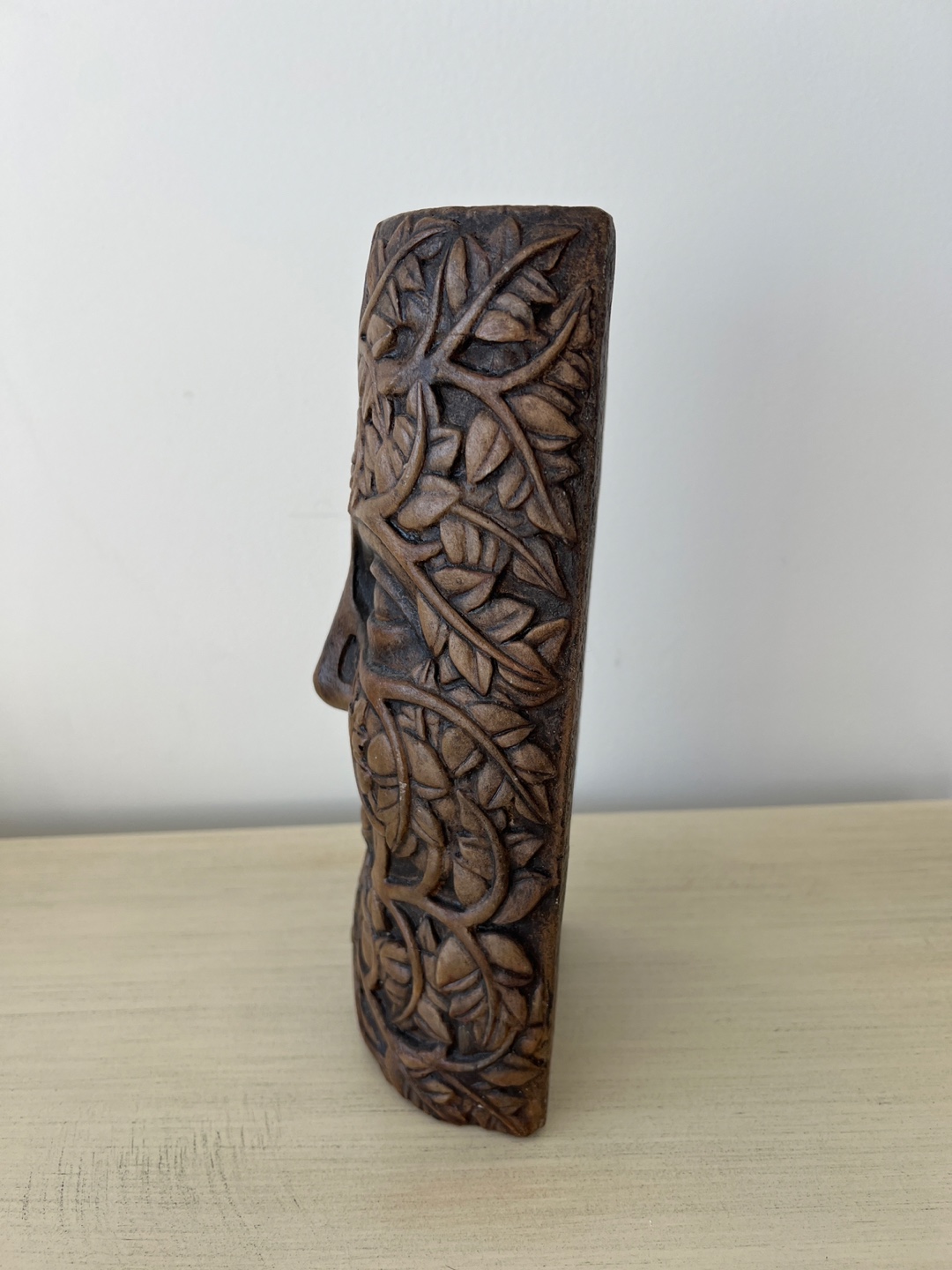 Green Man Carved Stone Figurine indoor outdoor garden art - photo 5
