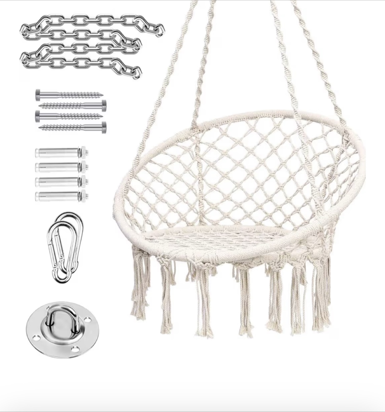 Macrame Hanging Chair Swing with Hanging Kit