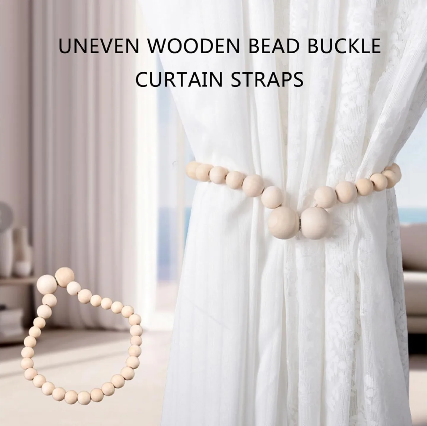 2 set Wooden Beaded Curtain Tiebacks thumbnail