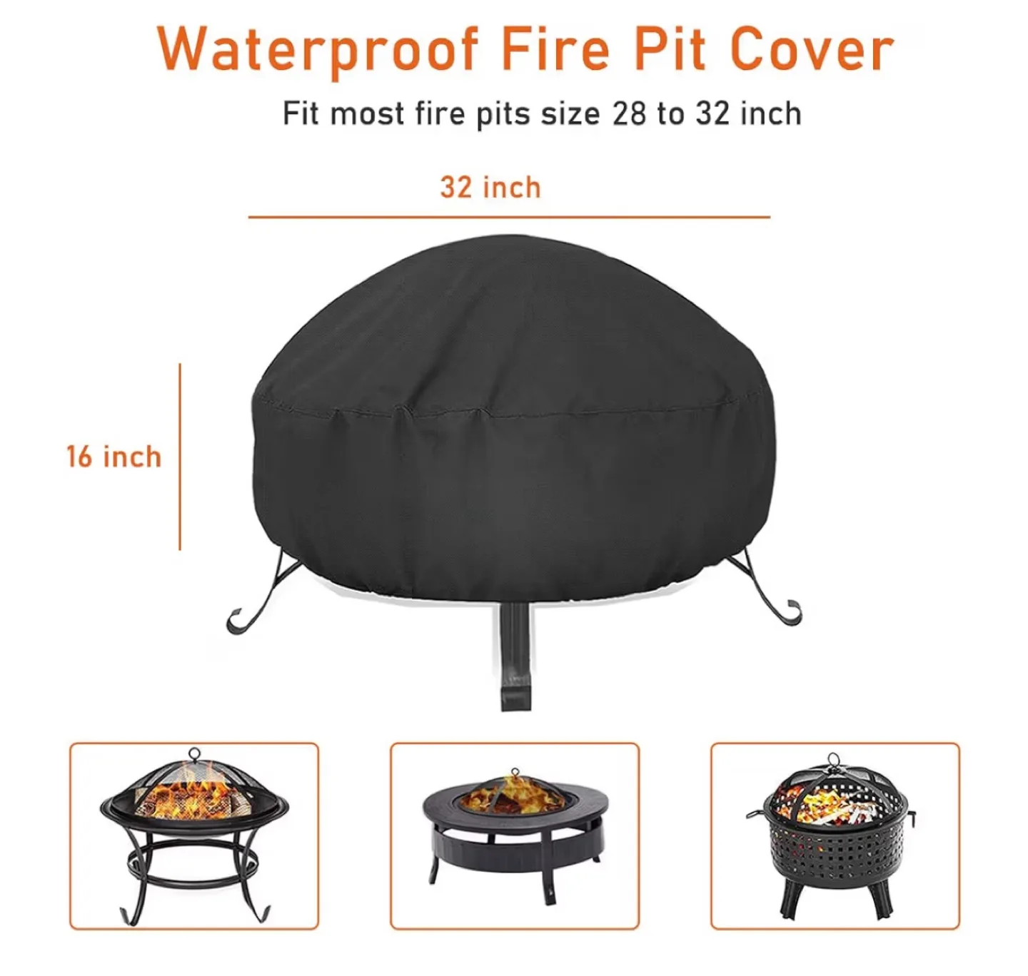 Waterproof Fire Pit Cover 32 inch thumbnail