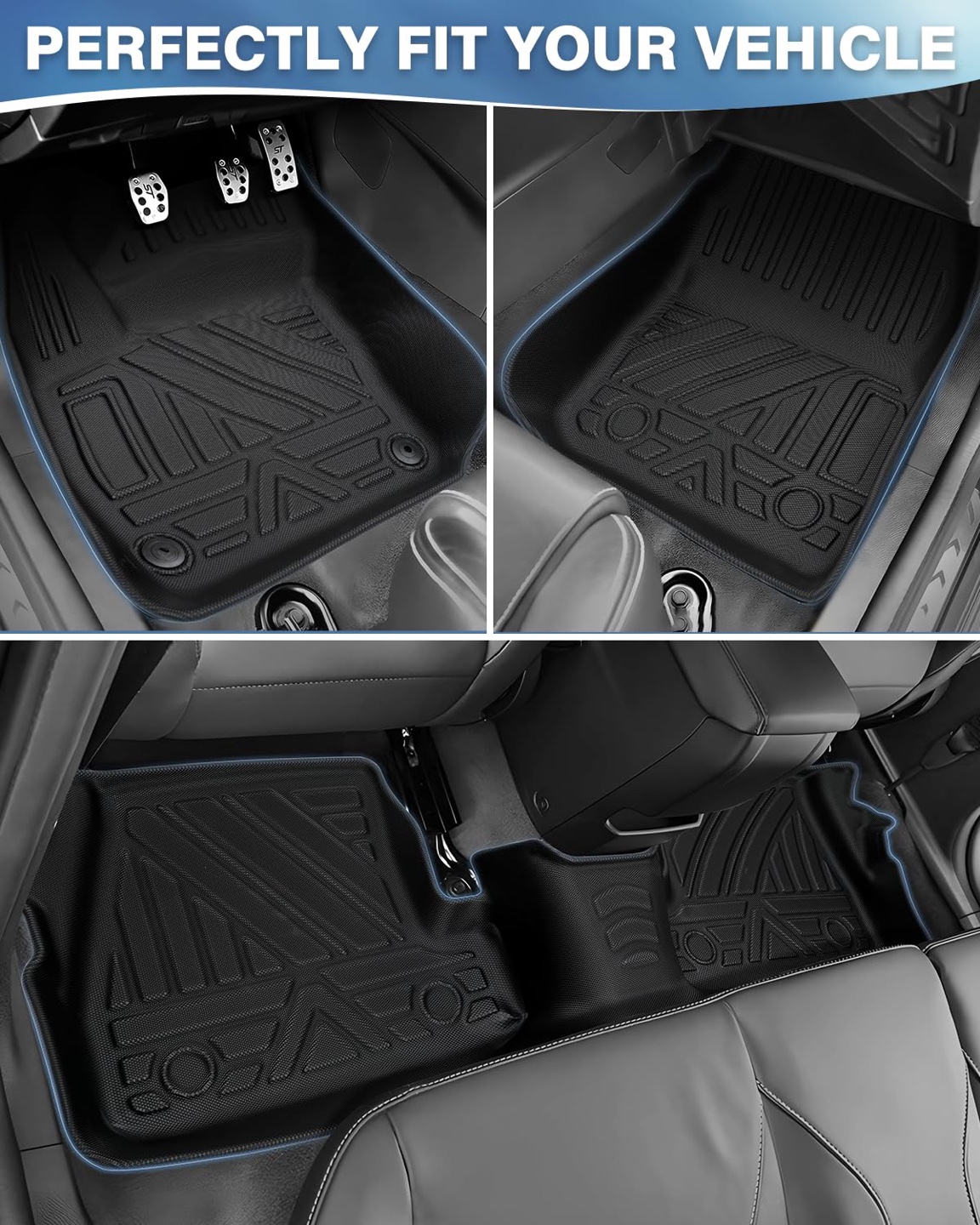 FIILINES Floor Mats Fit for Ford Focus 2012-2018 All Weather TPE - photo 3