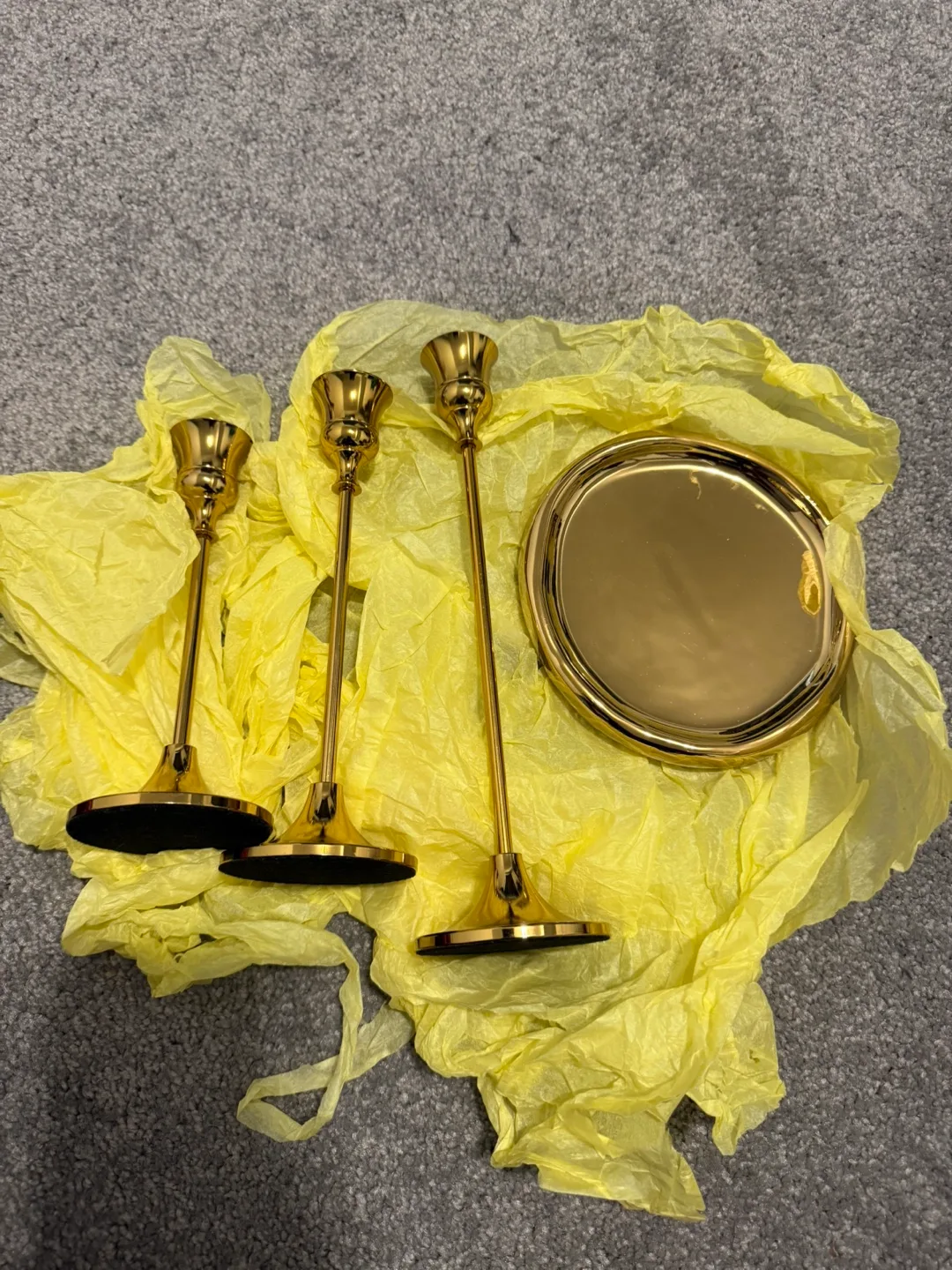Gold Candle Holders and Tray Set thumbnail