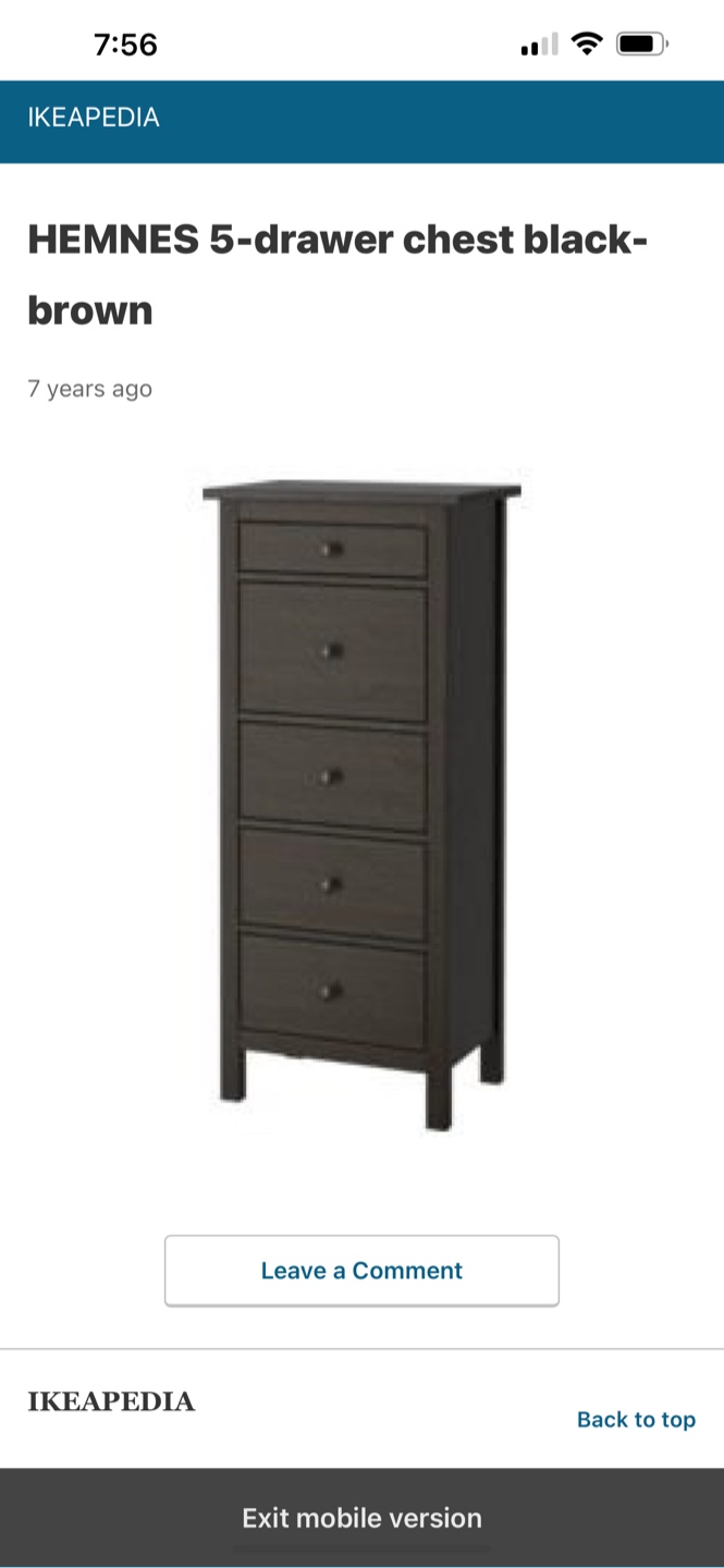IKEA HEMNES 5-Drawer Chest - Black-Brown
