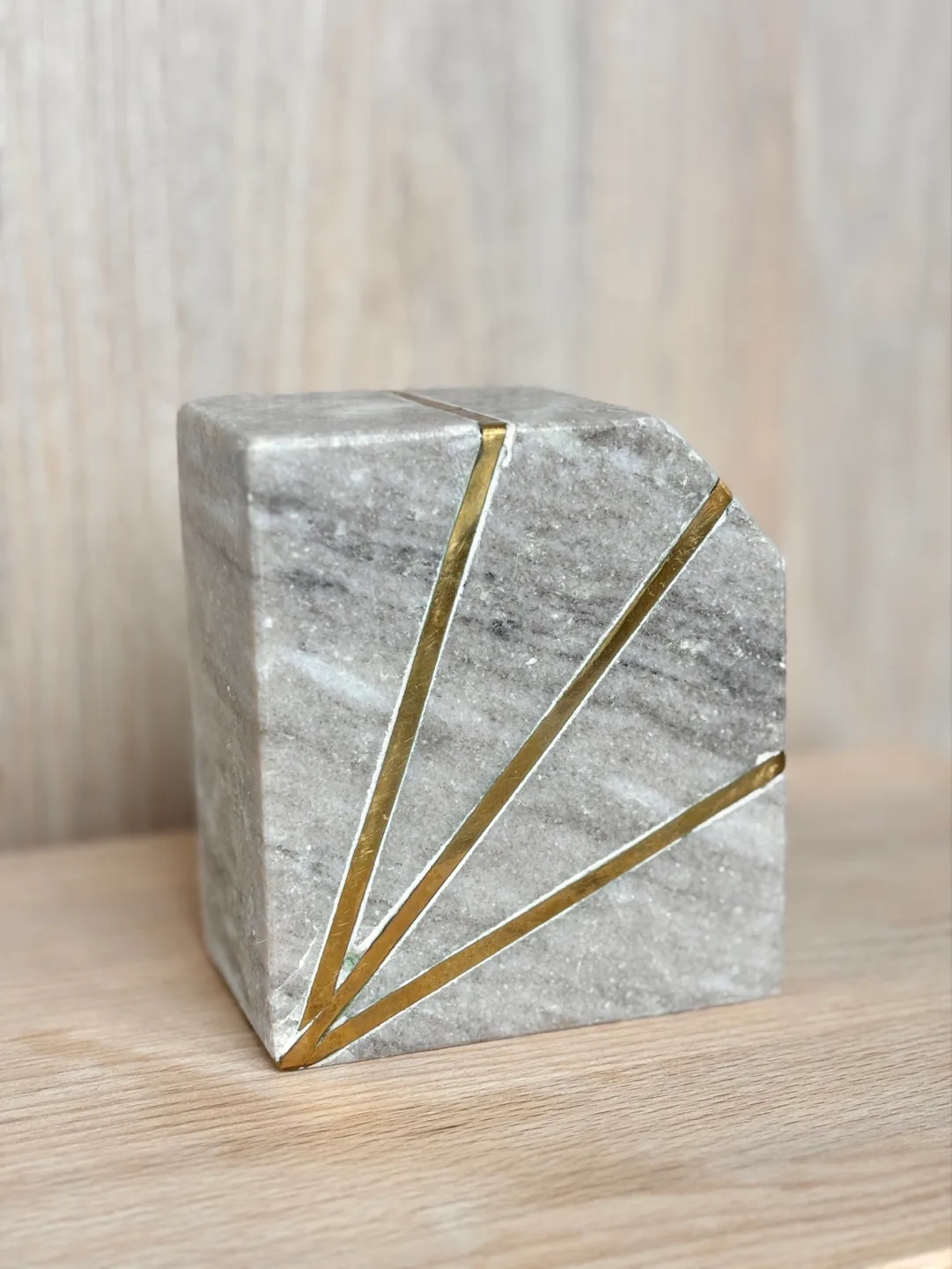 Stone and brass bookend paperweight thumbnail