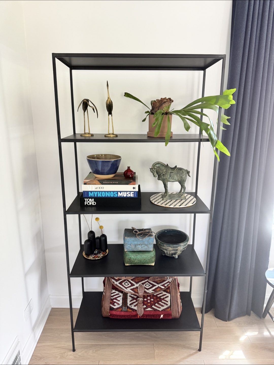 Room and Board Black Metal 4-Tier Shelving Unit