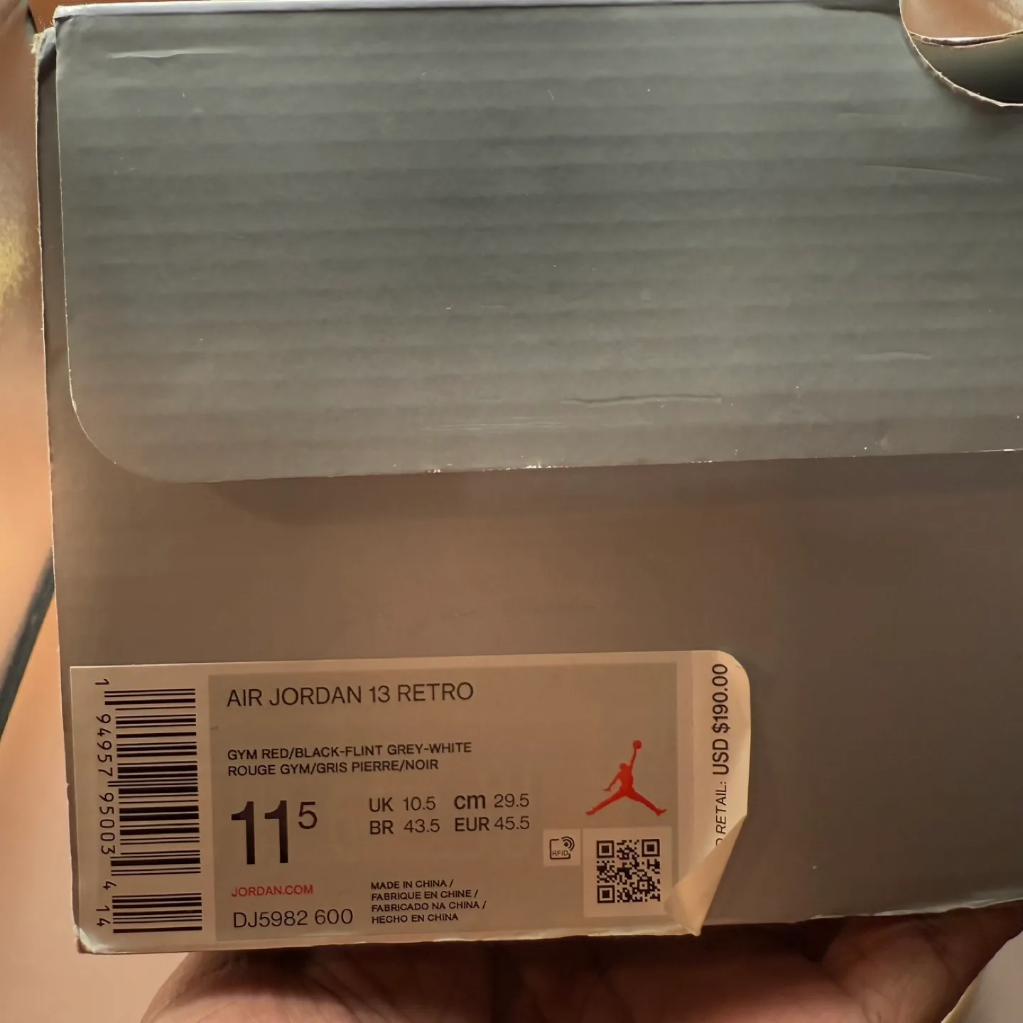 Jordan 13 Retro ‘Gym Red Flint Grey’ Men’s Sz 11.5 image indicator(10)