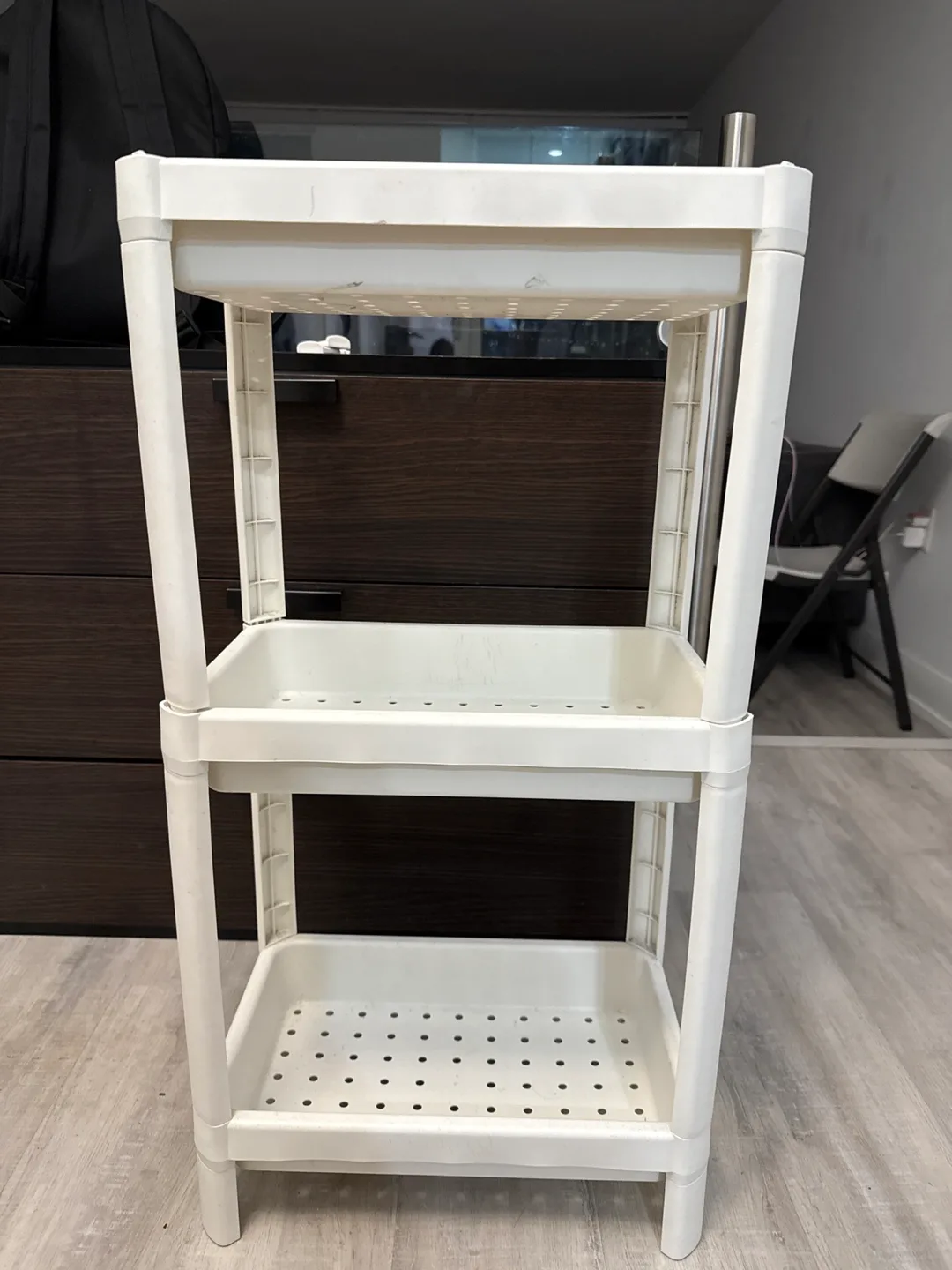 Ikea three-Tier White Plastic Storage Shelf thumbnail