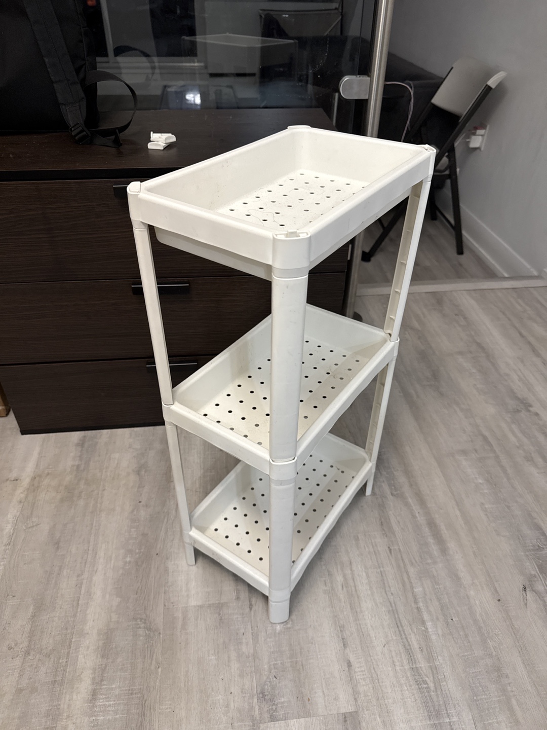 Ikea three-Tier White Plastic Storage Shelf - photo 2