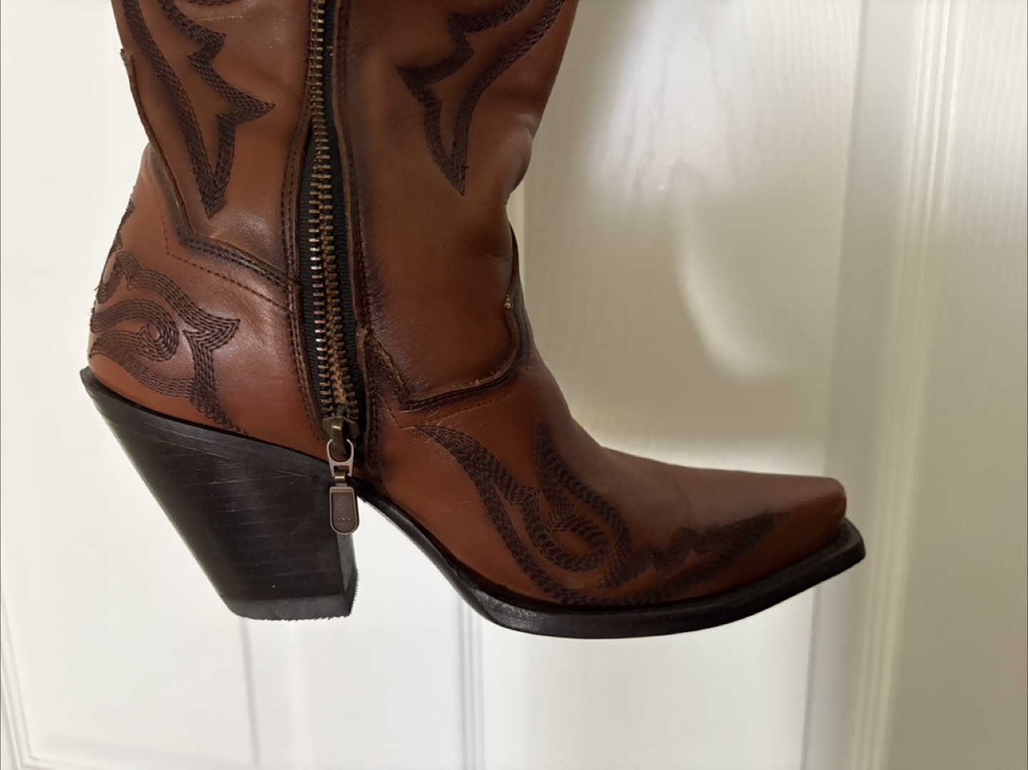 Lammle's Western Wear Brown Leather Long Boots, Size 7 - photo 4