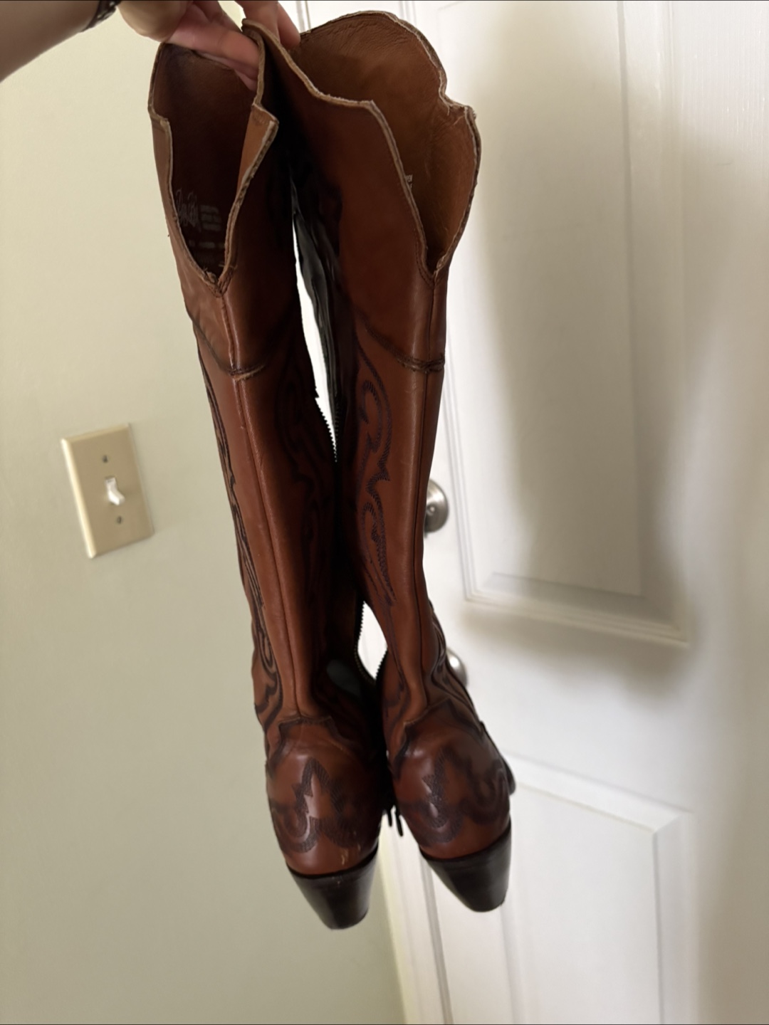 Lammle's Western Wear Brown Leather Long Boots, Size 7 - photo 5