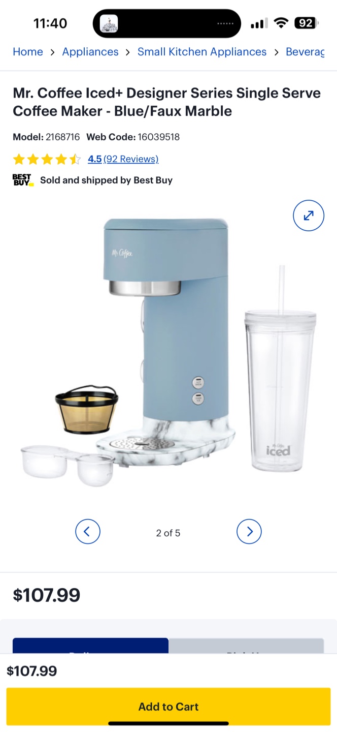 Mr. Coffee Iced Coffee Maker - Blue/Faux Marble 🥕 - photo 2