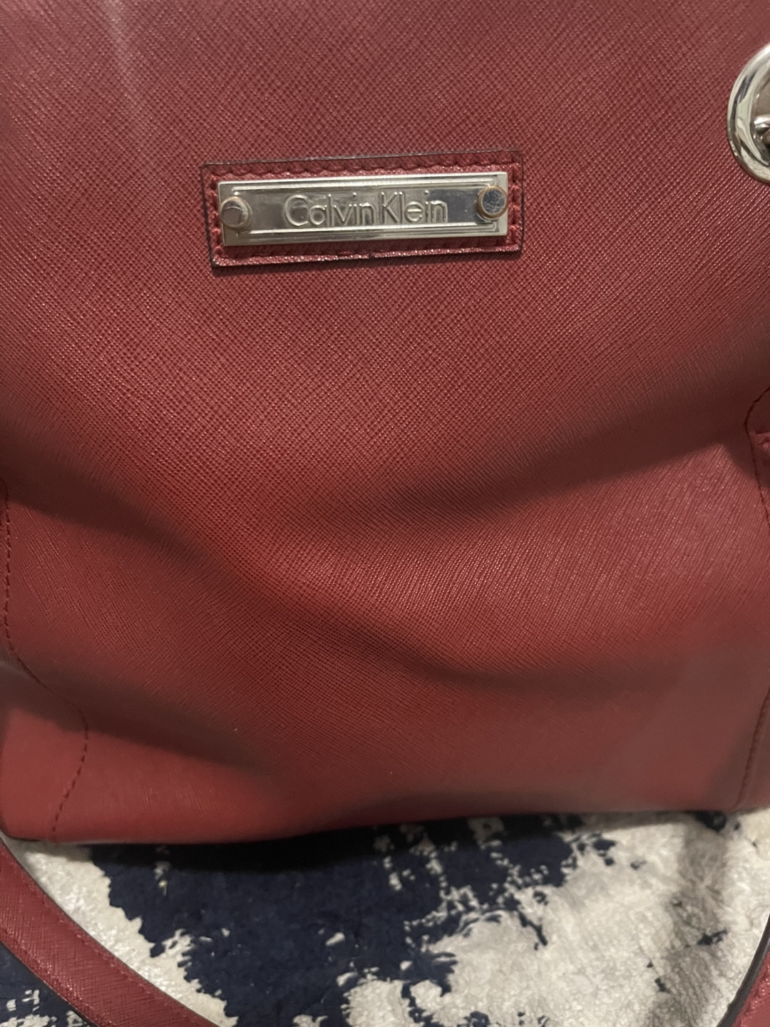 Calvin Klein Red Leather Tote Bag