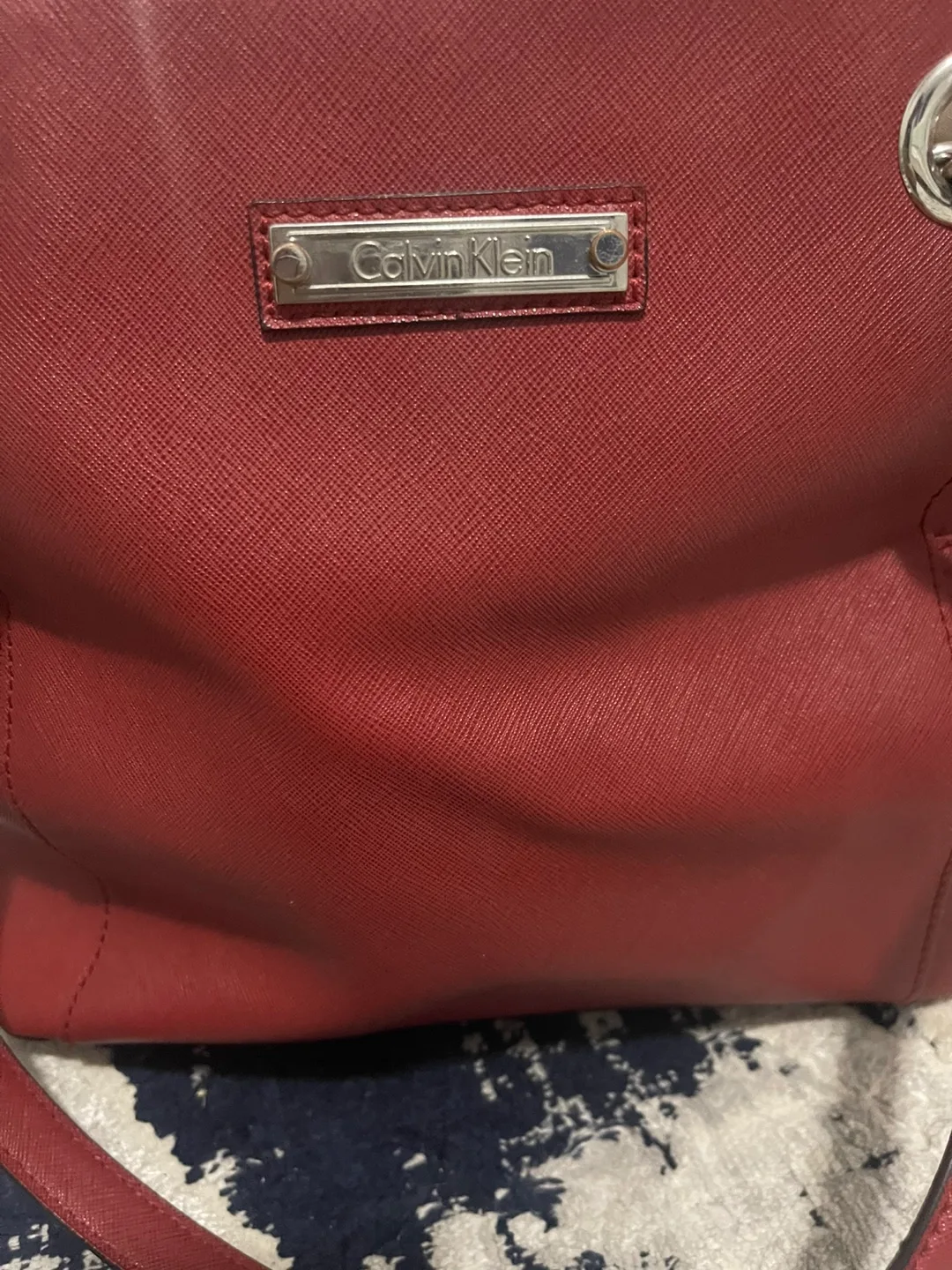 Calvin Klein Red Leather Tote Bag thumbnail