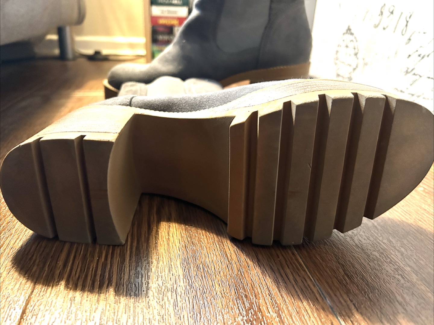 Grey Suede Platform Ankle Boots - photo 4