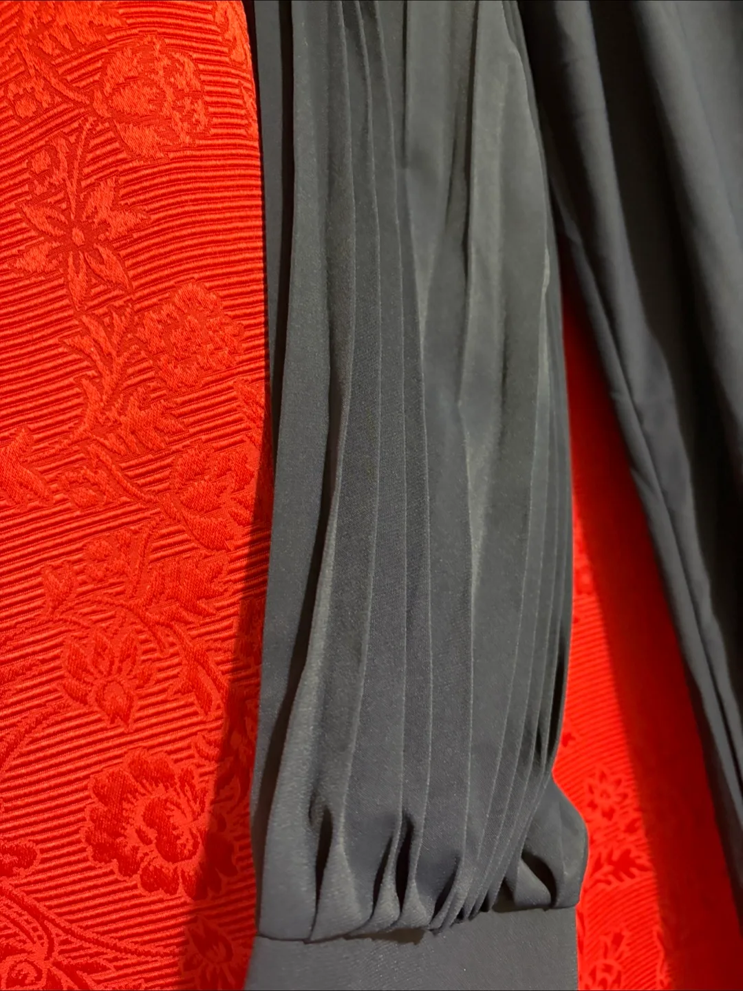 Navy Blue Pleated Maxi Dress with Belt image indicator(5)