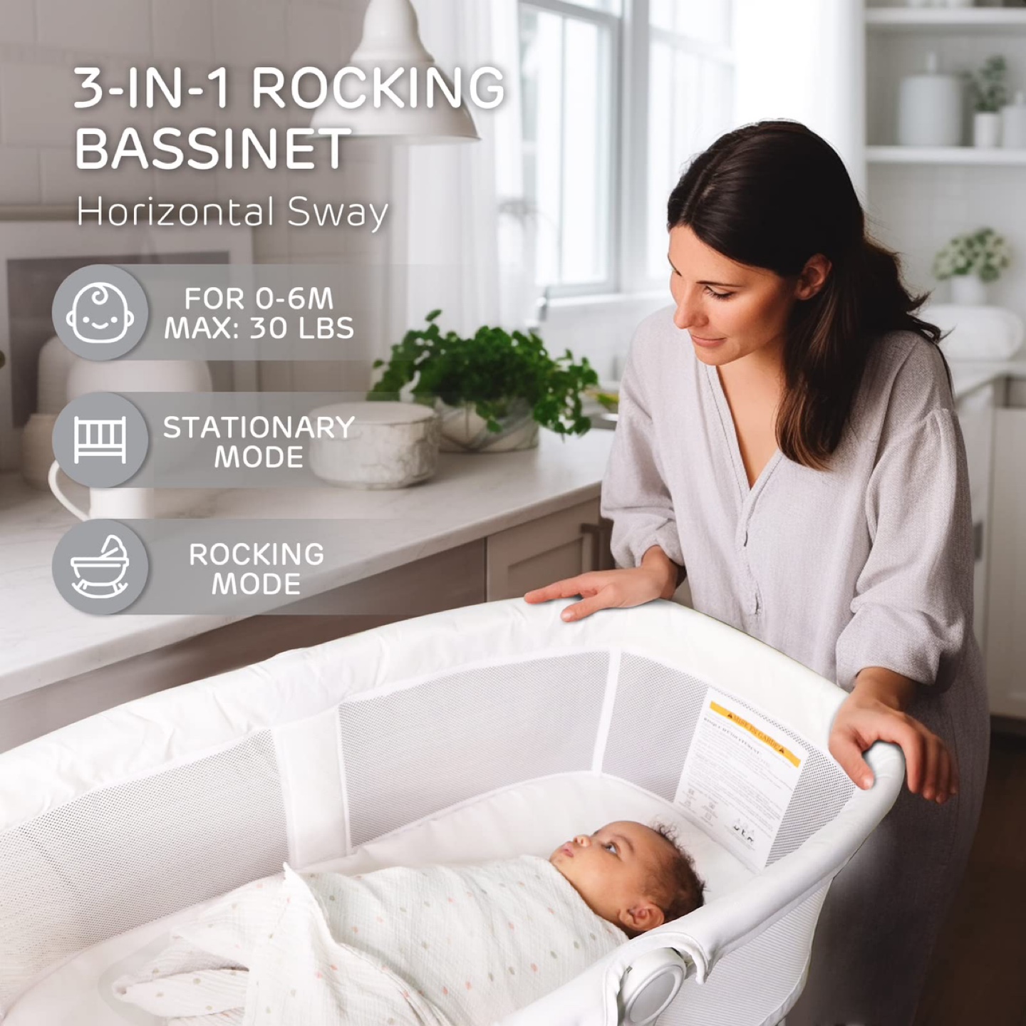 New TCBunny Rocking Bassinet & Baby Bassinet Bedside