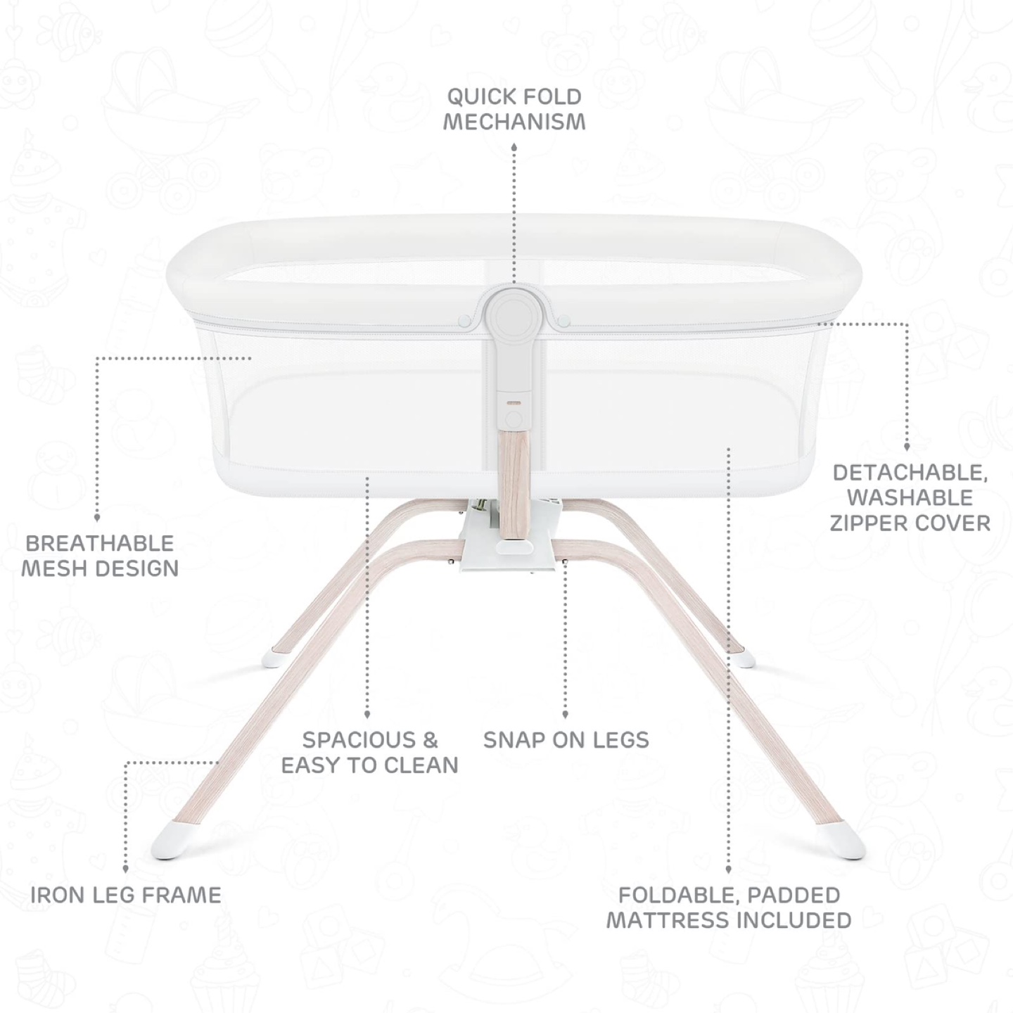 エボリBB New TCBunny Rocking Bassinet & Baby Bassinet Bedside